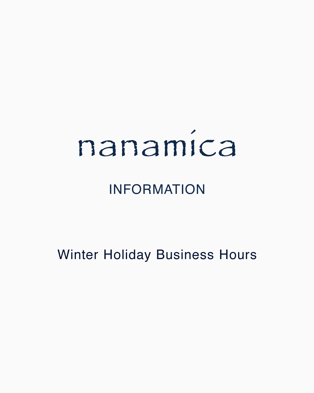 Winter Holiday Business Hours