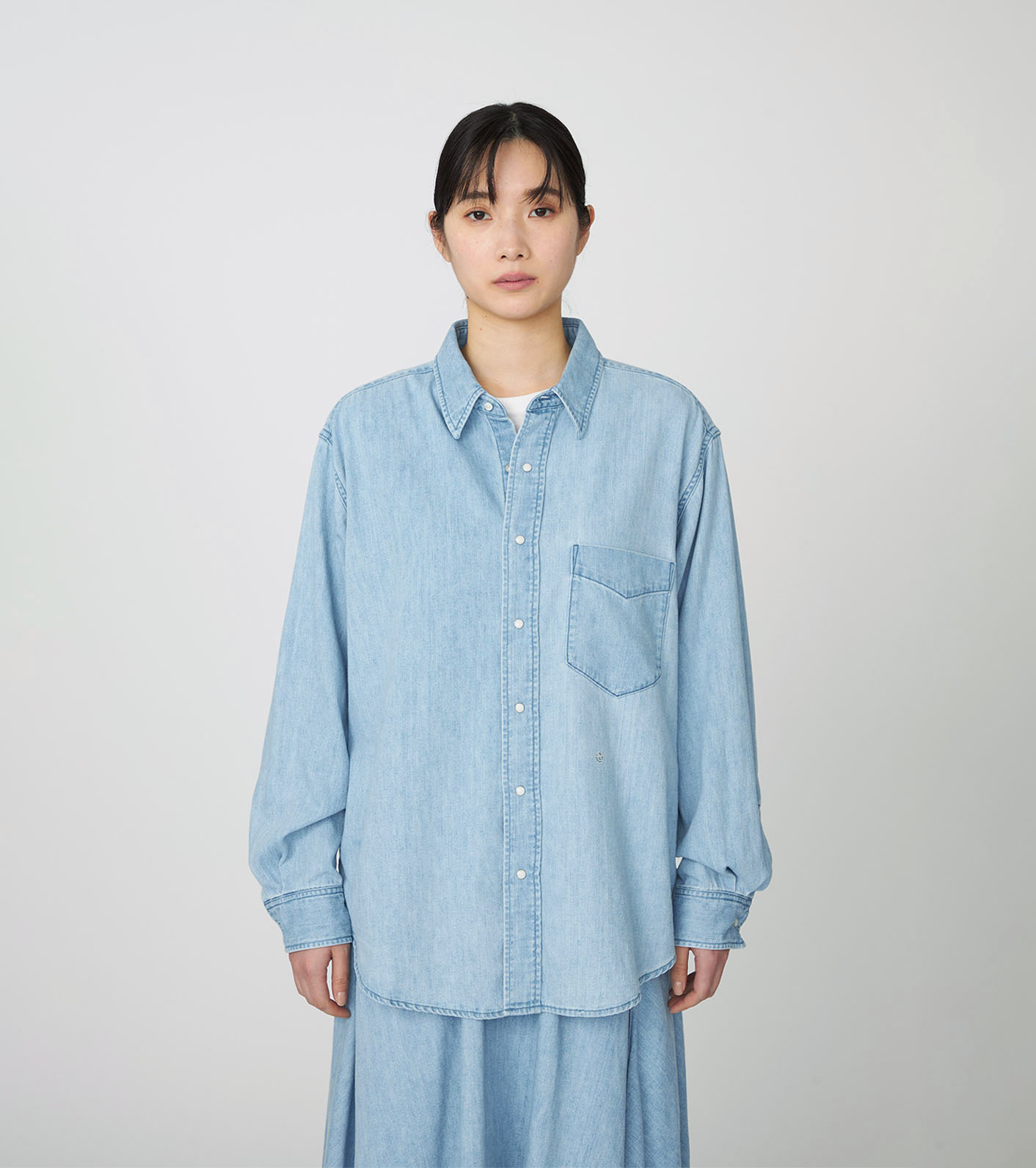 Regular Collar Light Denim Shirt