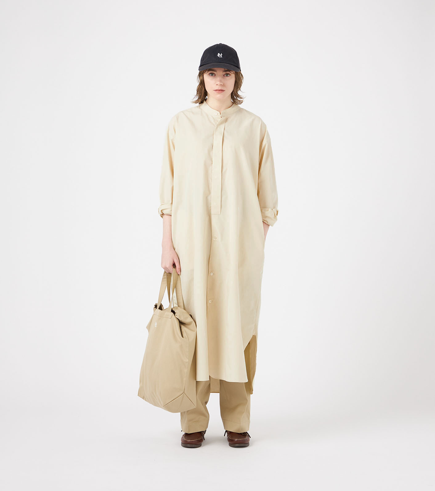 Band Collar Wind Shirt Dress