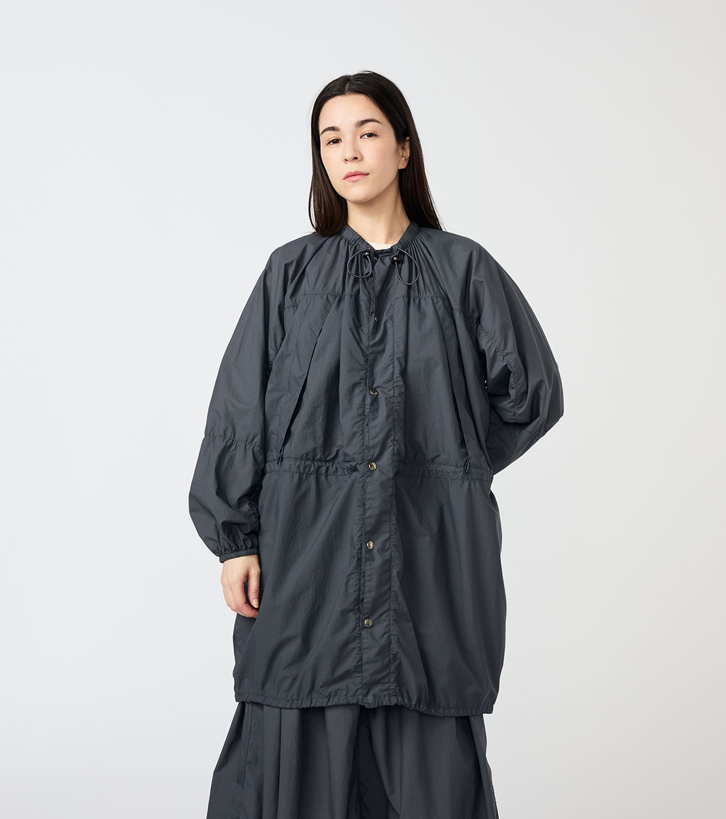 Garment Dyed Nylon Field Shirred Coat