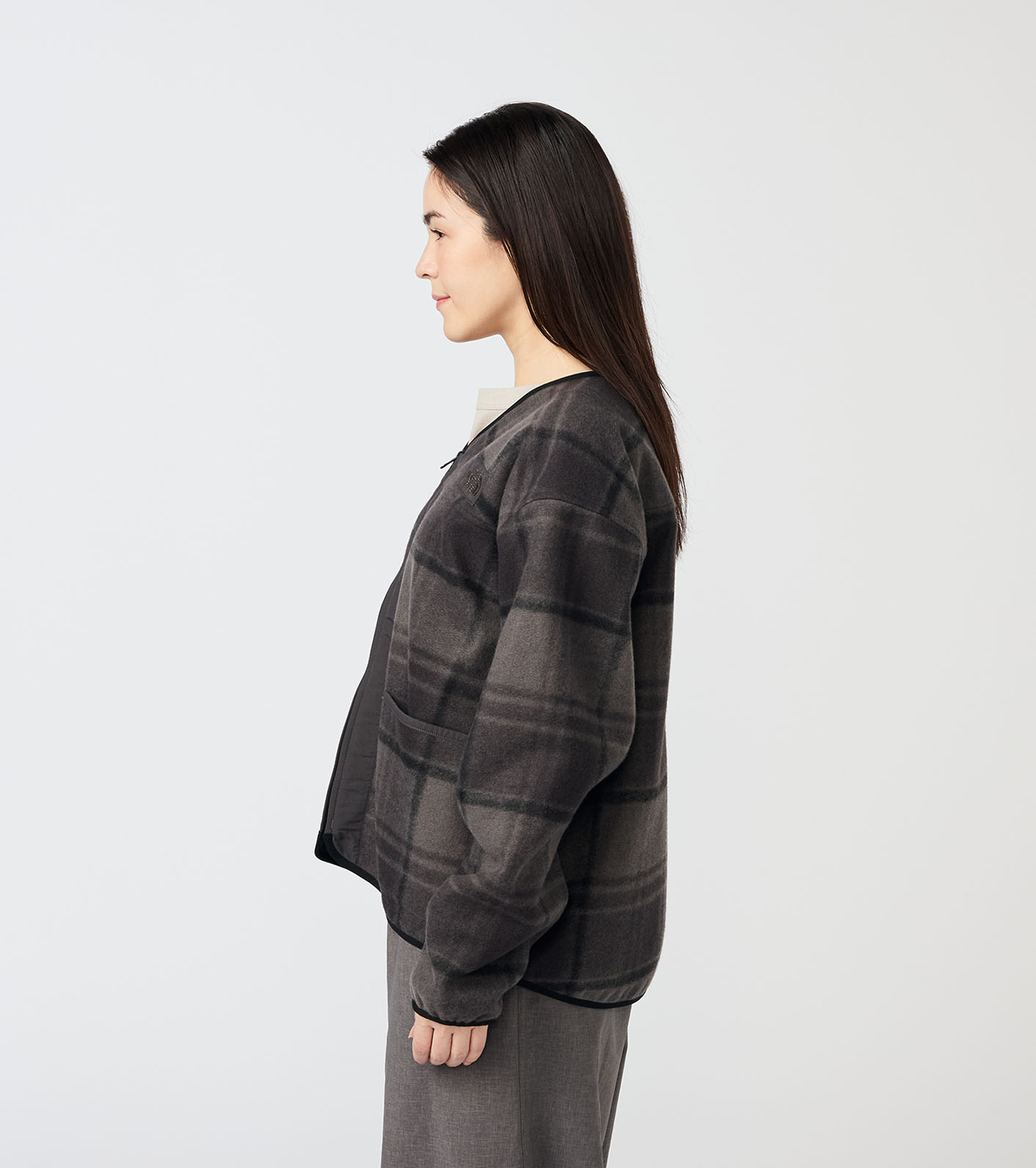 PLAS Plaid Fleece Field Cardigan