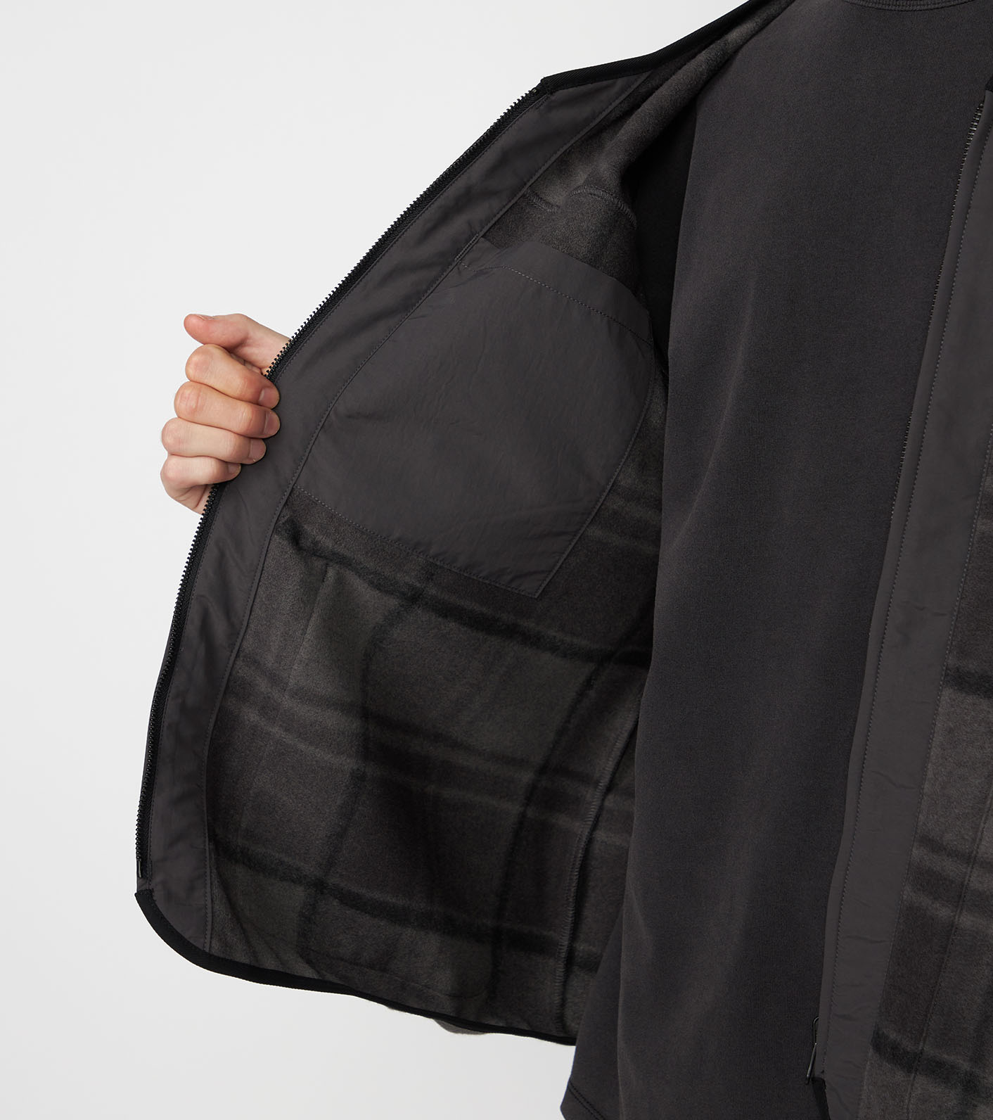 PLAS Plaid Fleece Field Cardigan