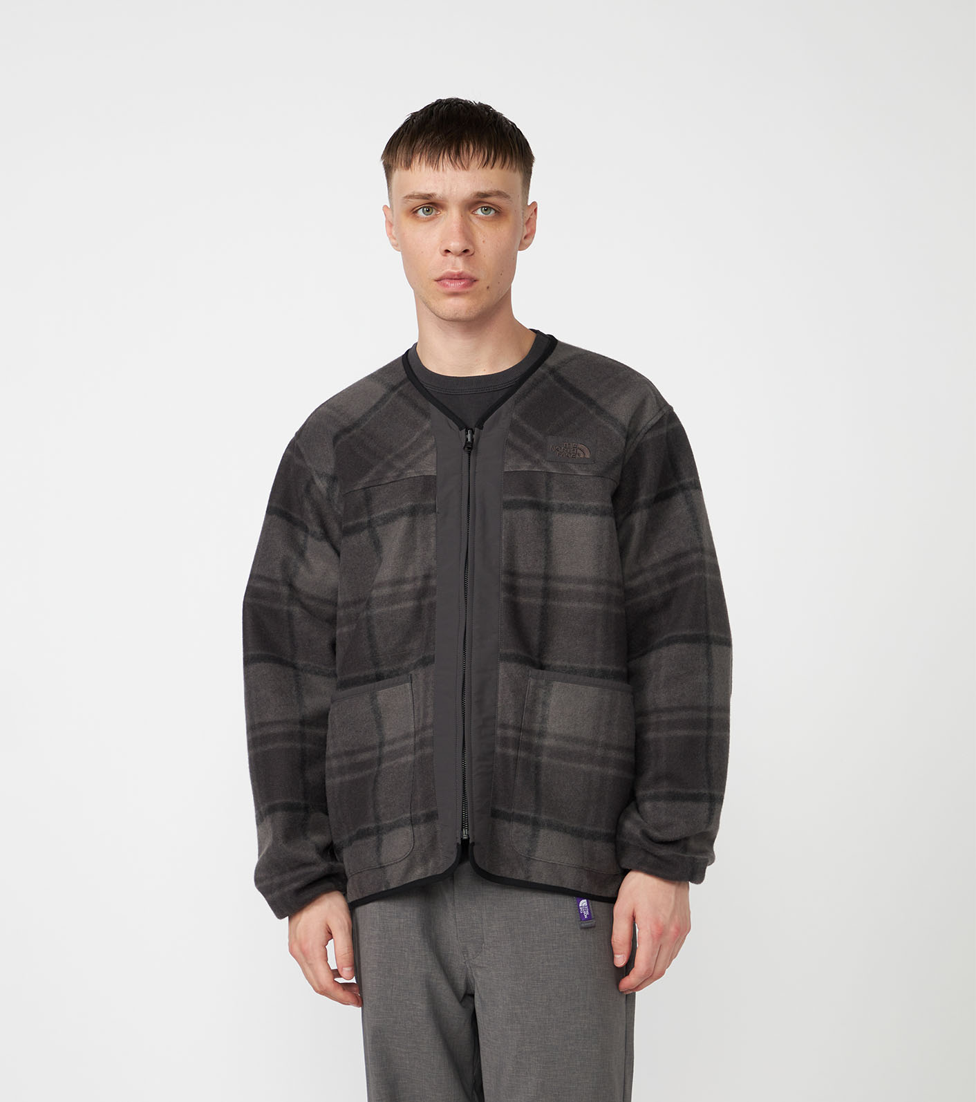 PLAS Plaid Fleece Field Cardigan