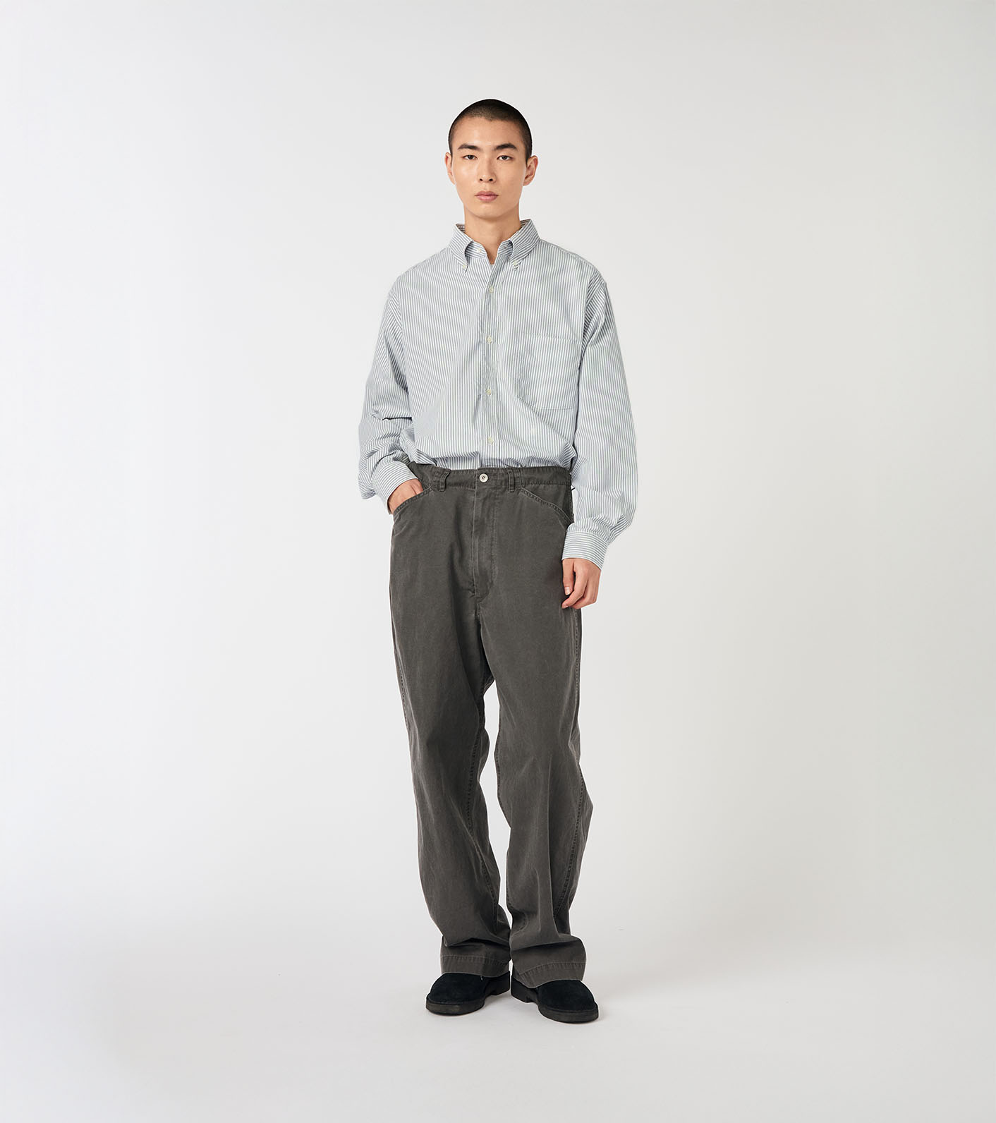 Button Down Stripe Wind Shirt