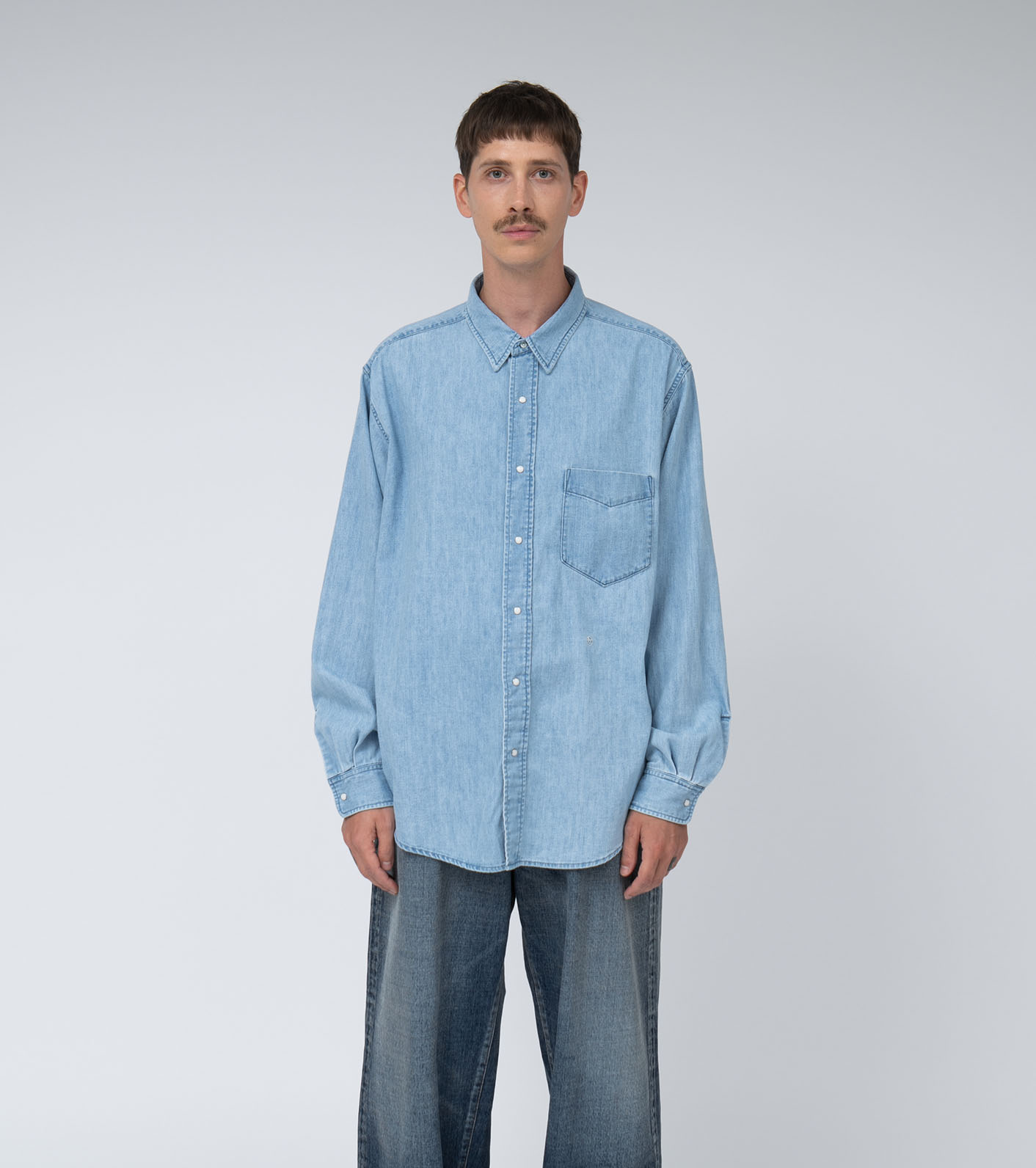 Regular Collar Light Denim Shirts