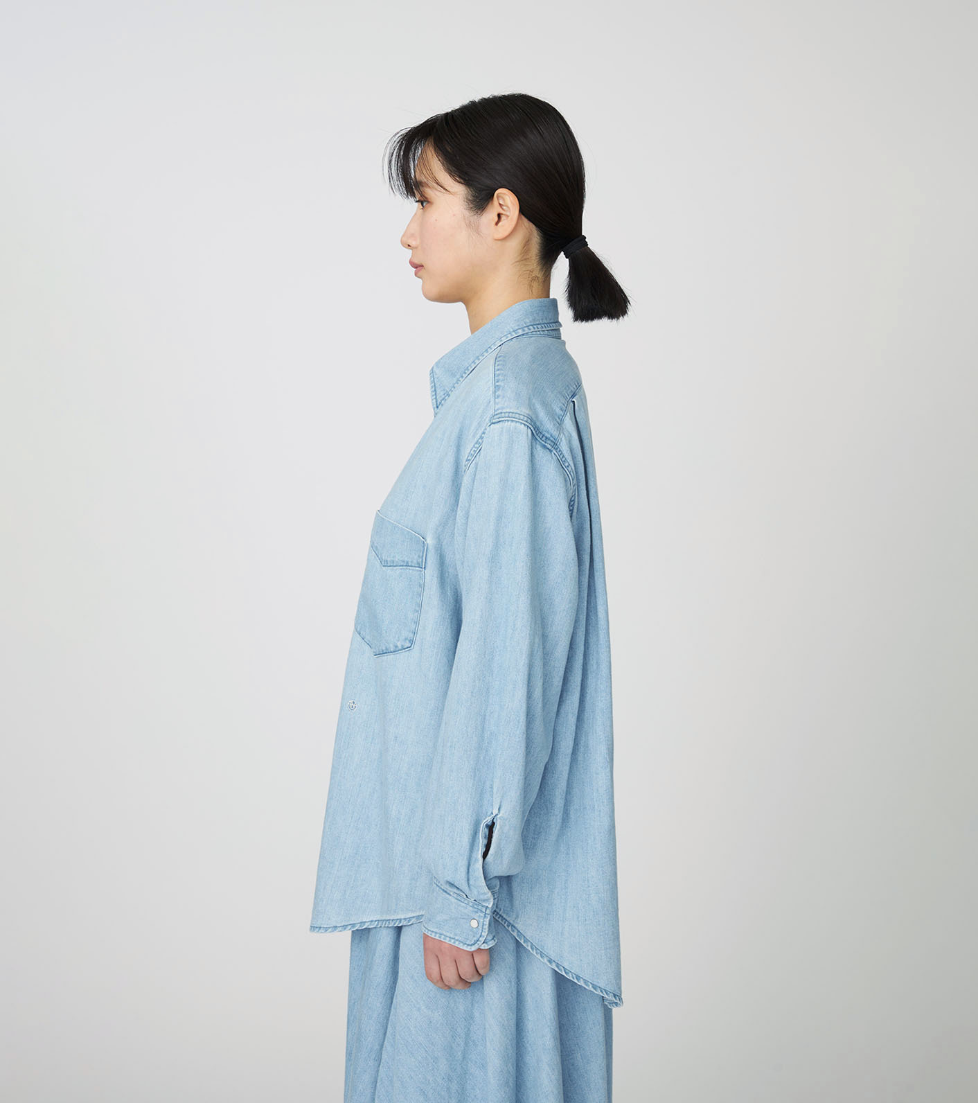 Regular Collar Light Denim Shirts