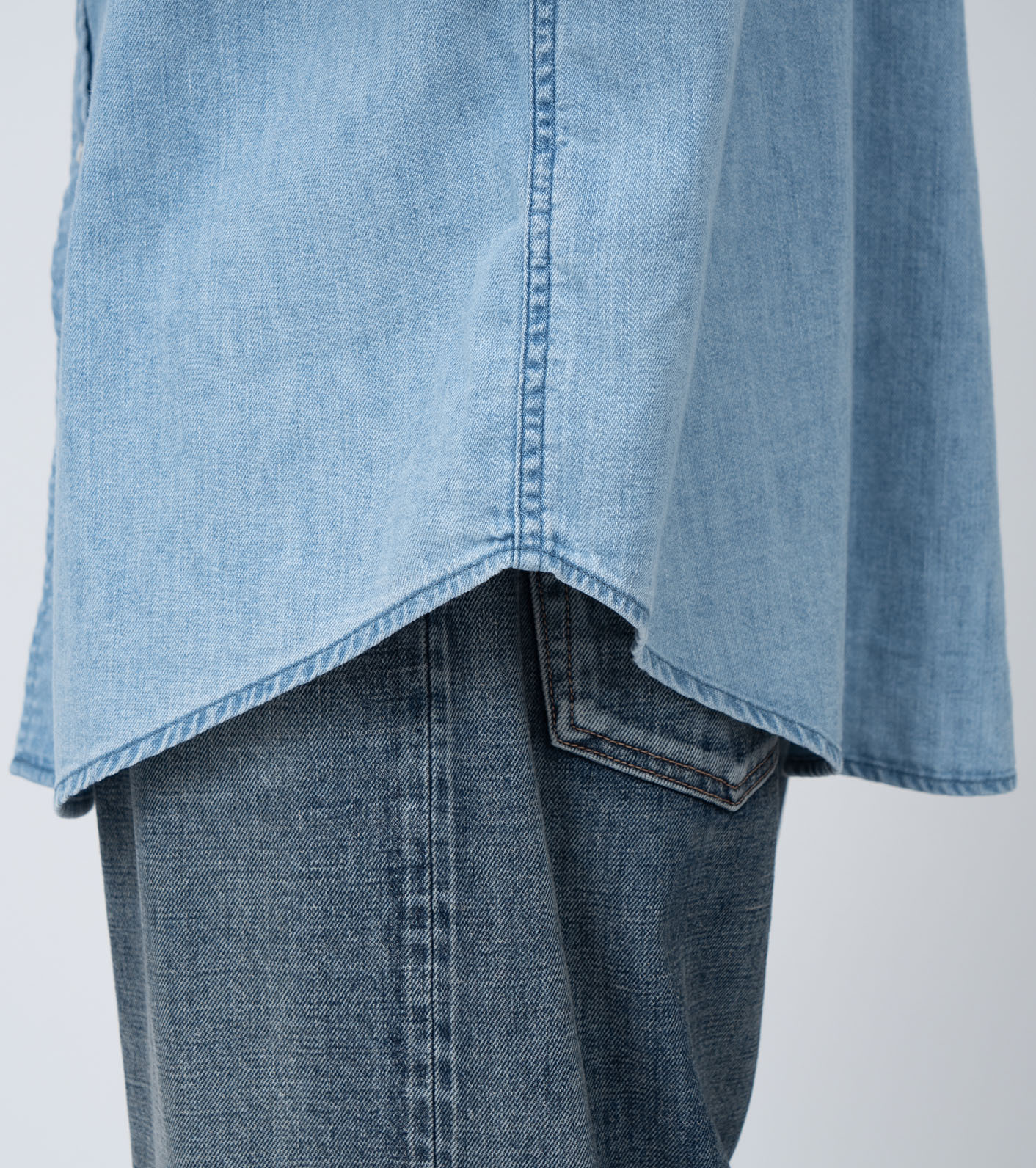 Regular Collar Light Denim Shirts