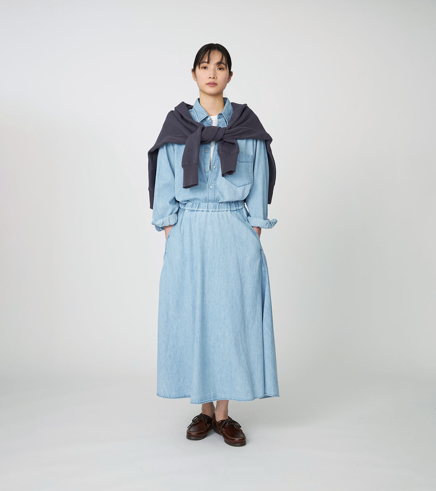 Regular Collar Light Denim Shirts