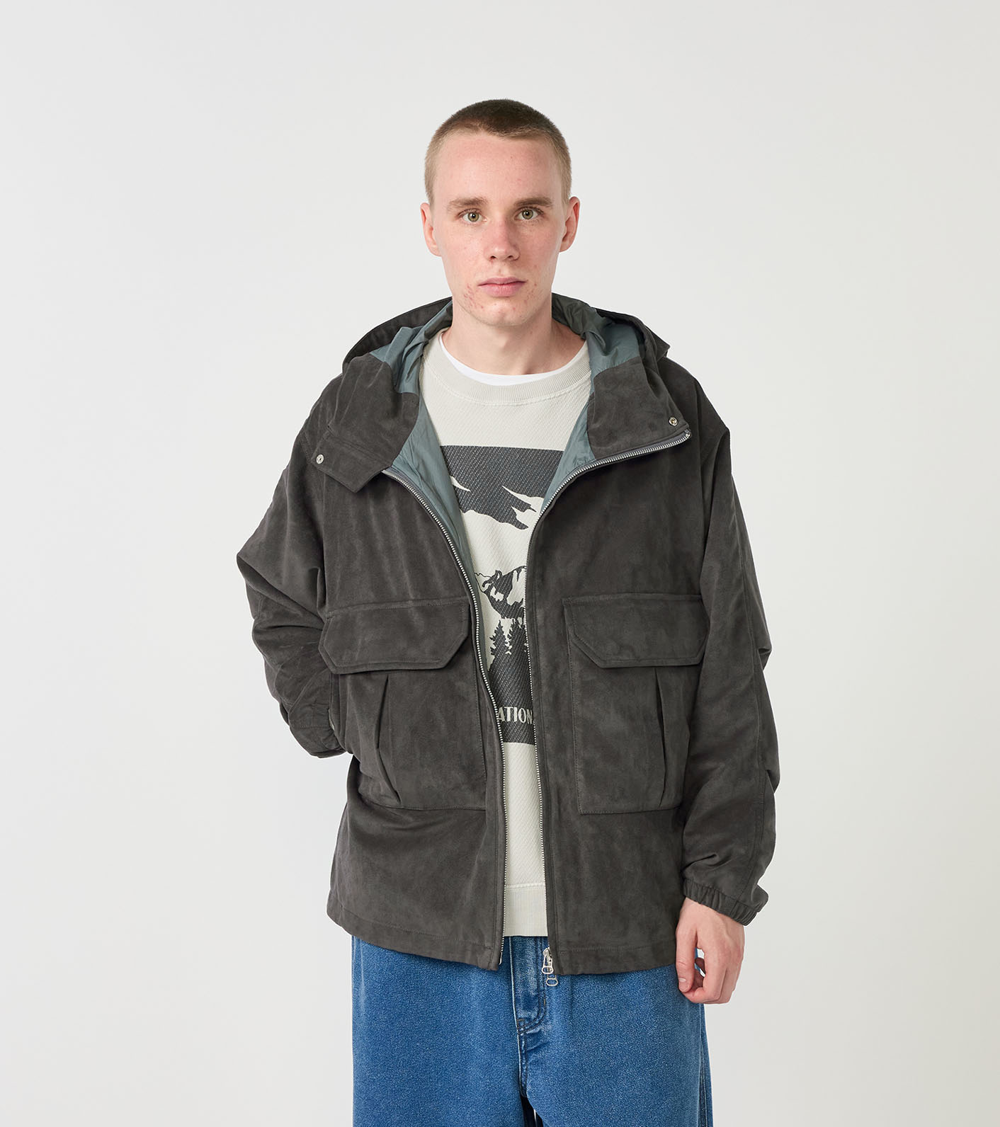 Synthetic Leather Mountain Wind Parka