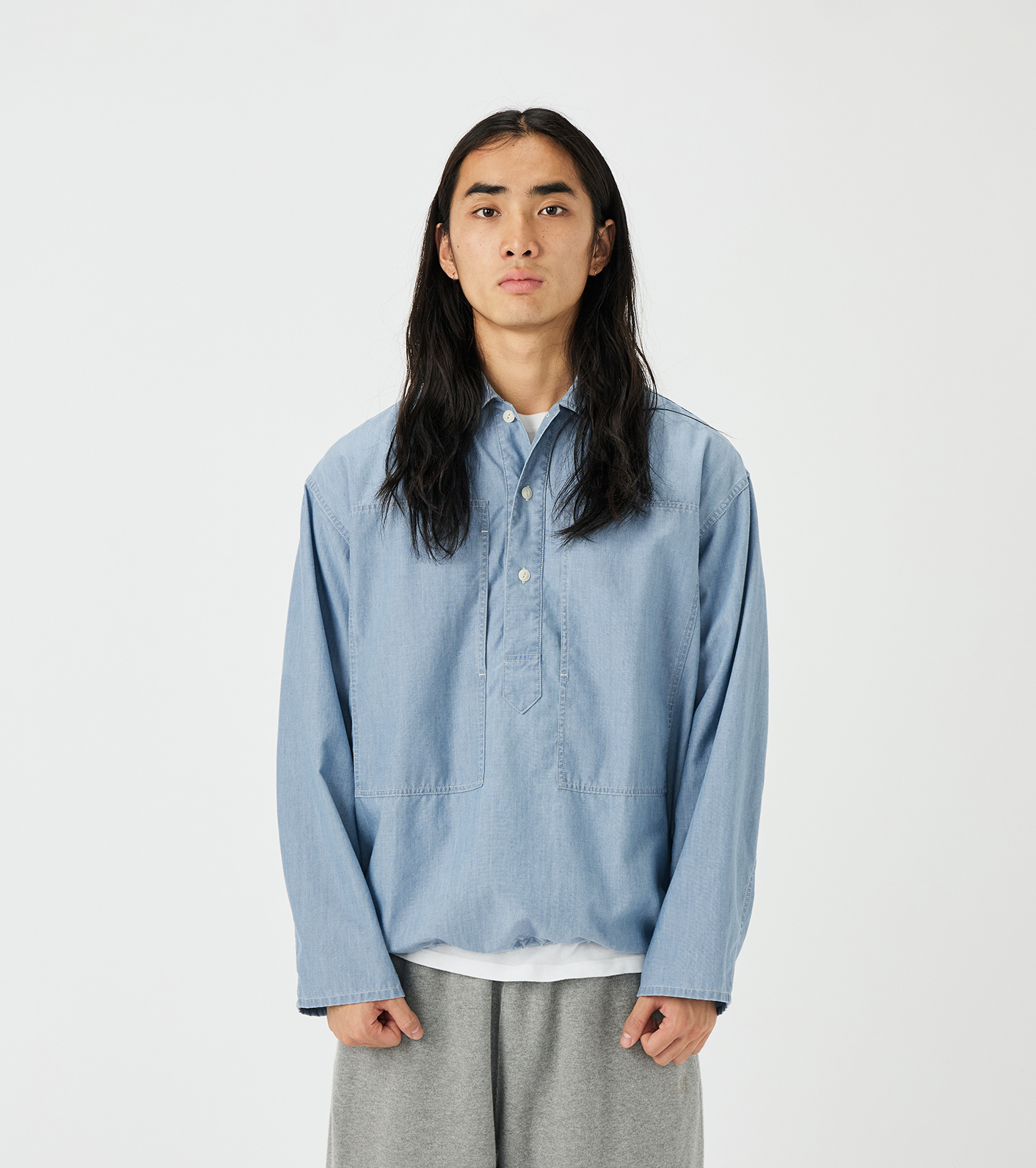 Chambray Pullover Shirt Jacket