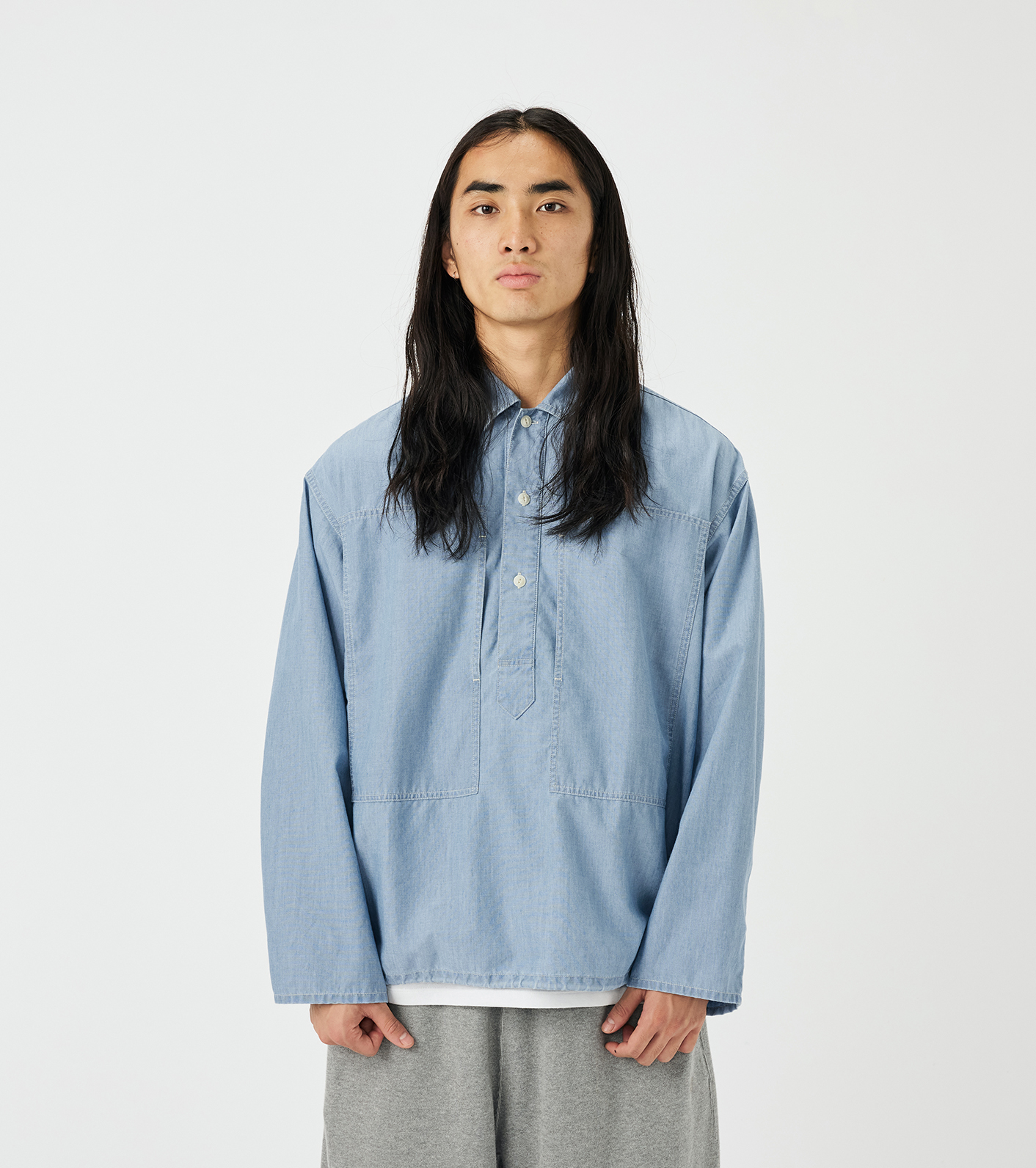 Chambray Pullover Shirt Jacket