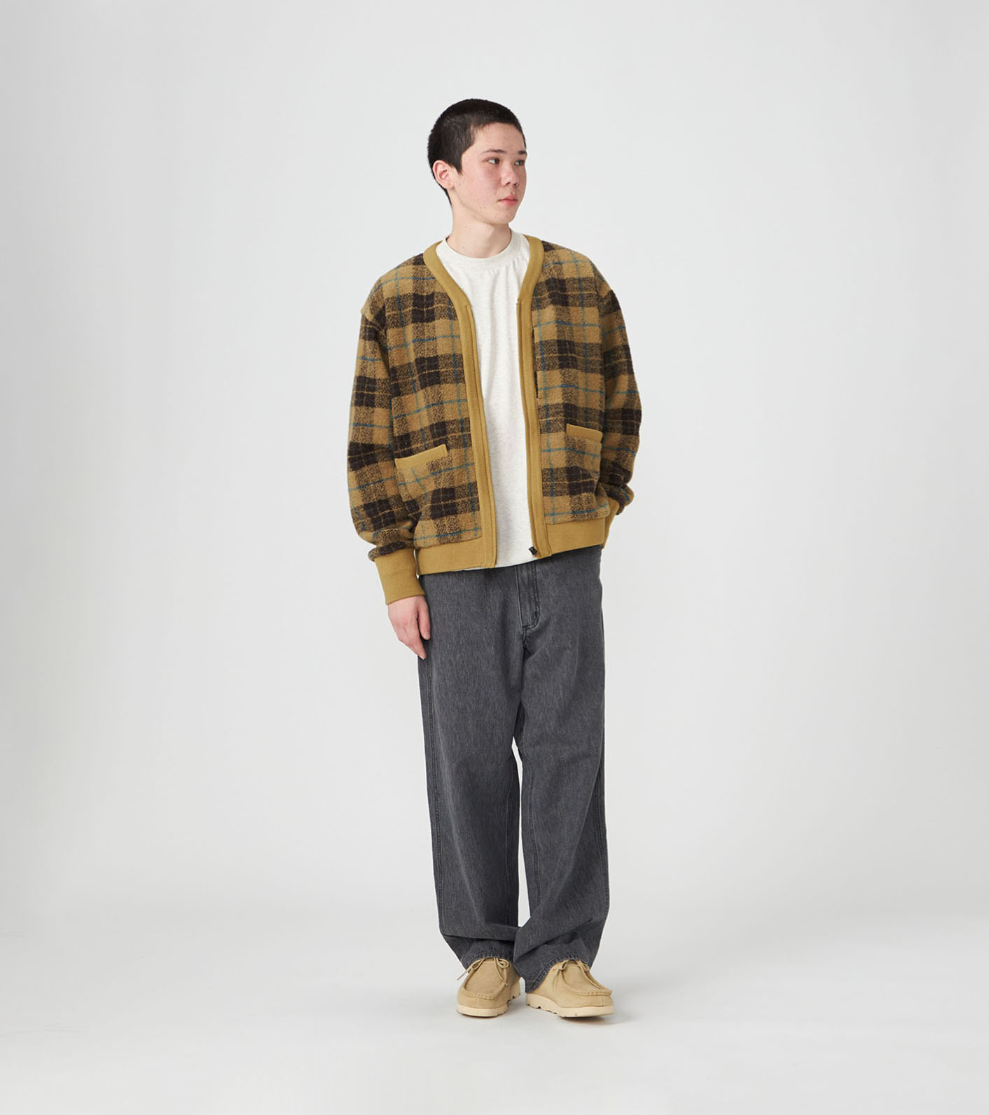 PLAS Plaid Fleece Field Cardigan