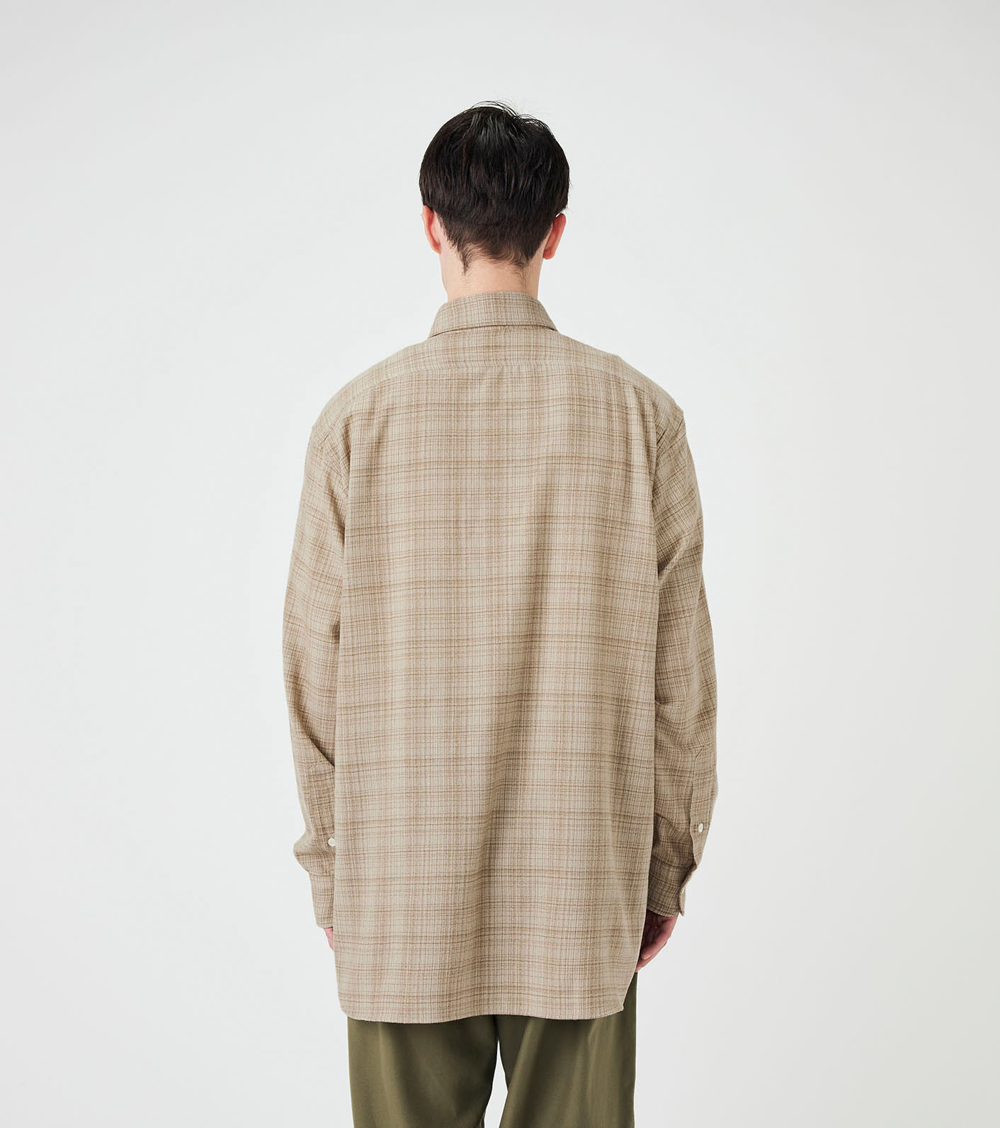 Regular Collar Wool Plaid Shirt