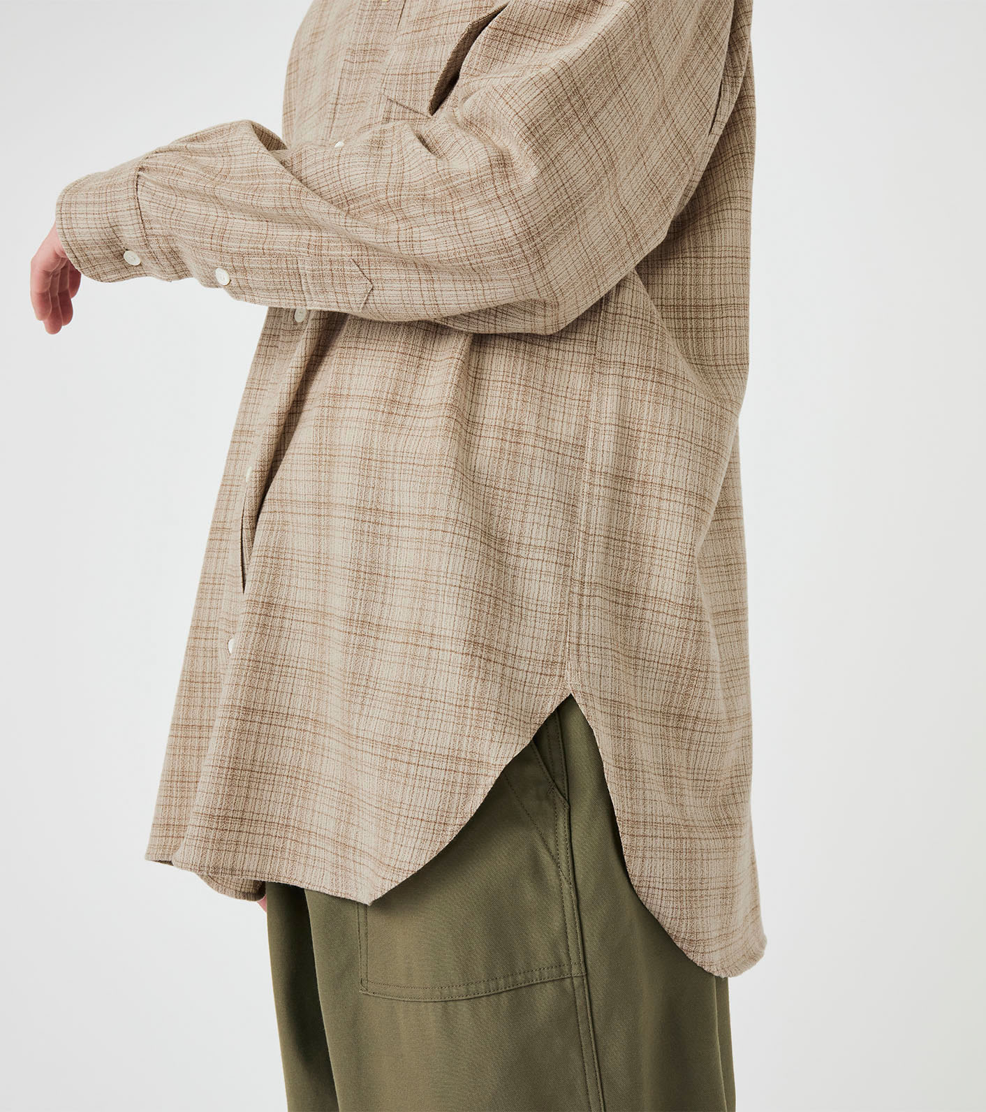 Regular Collar Wool Plaid Shirt