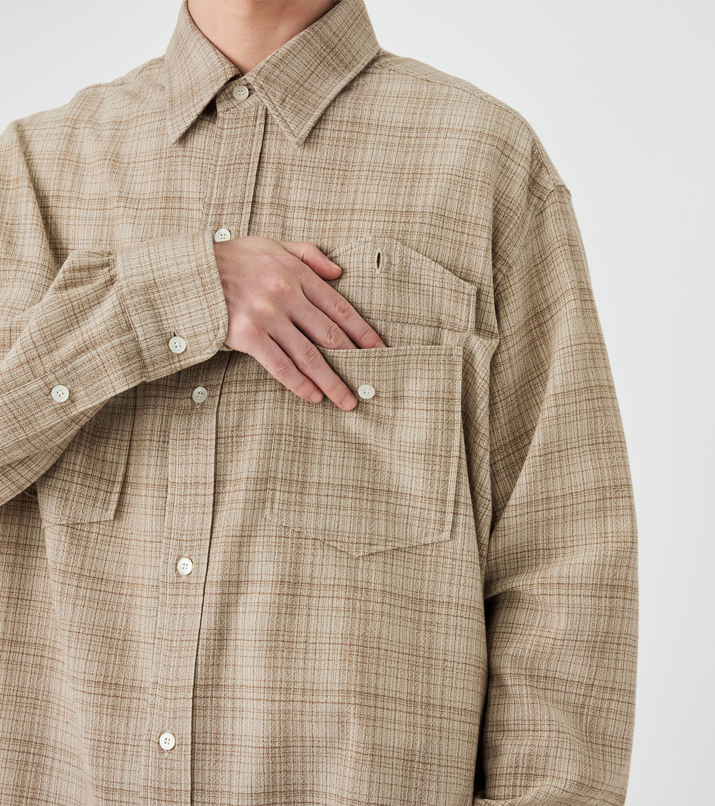 Regular Collar Wool Plaid Shirt