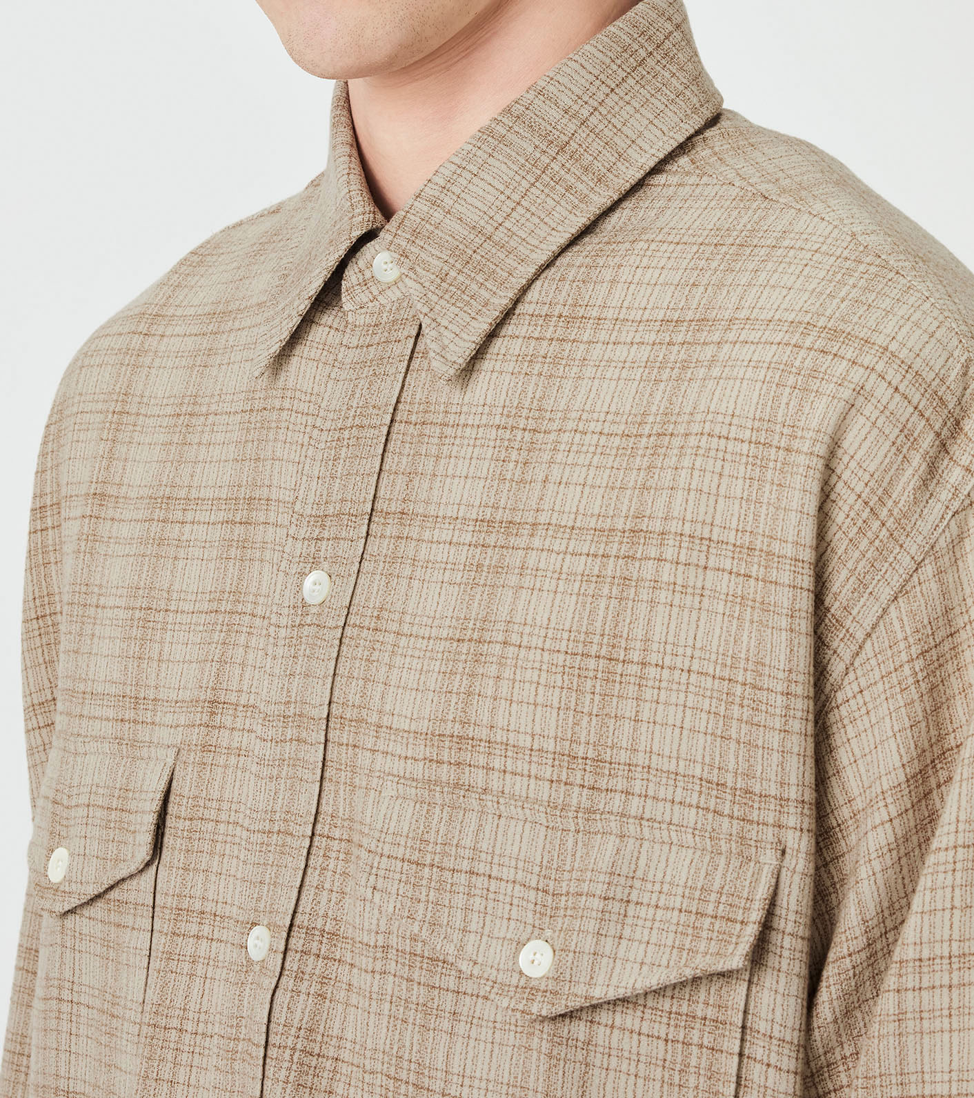 Regular Collar Wool Plaid Shirt
