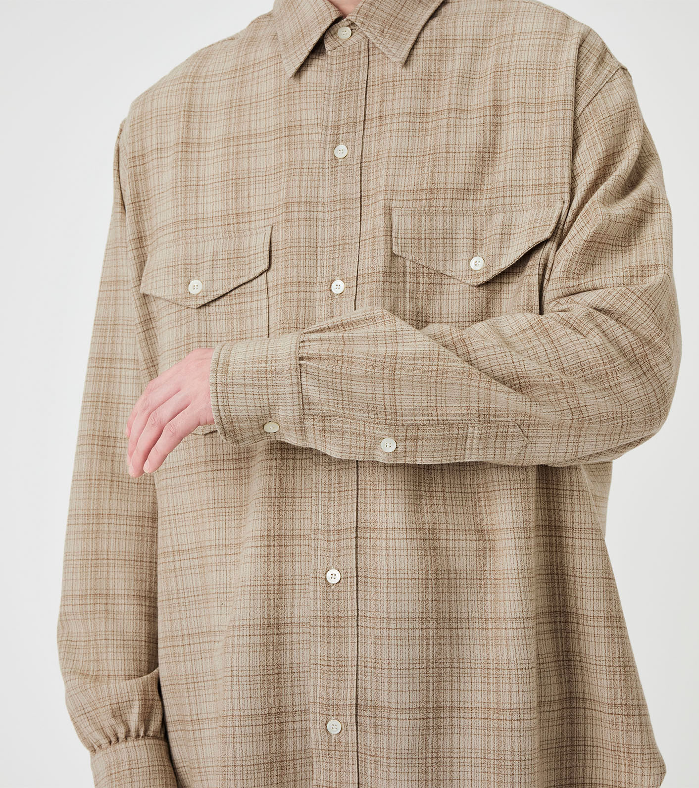Regular Collar Wool Plaid Shirt