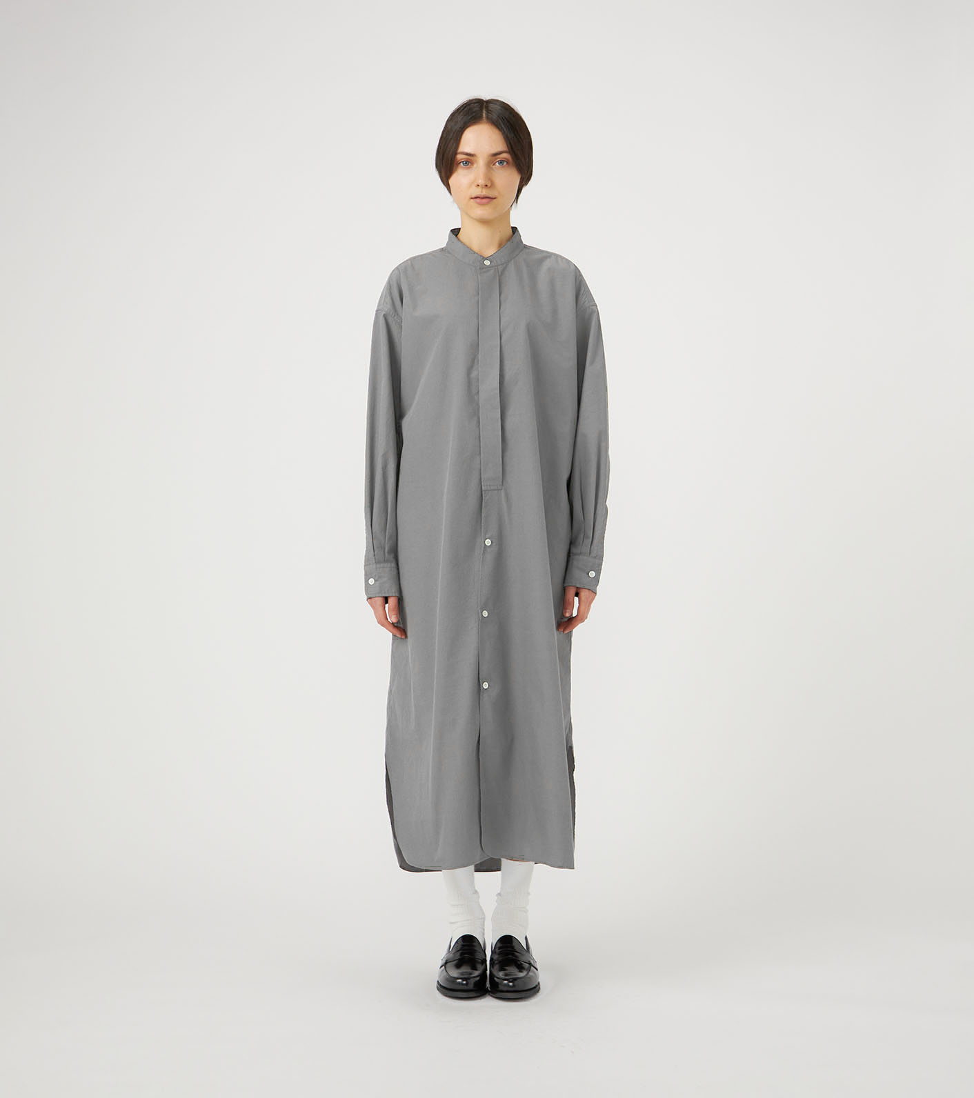 Band Collar Wind Shirt Dress