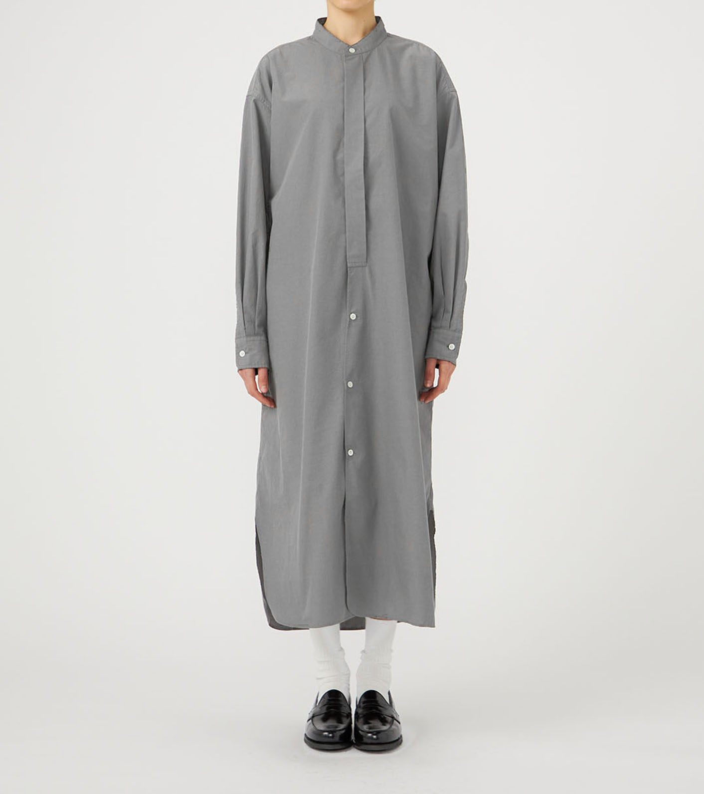 Band Collar Wind Shirt Dress