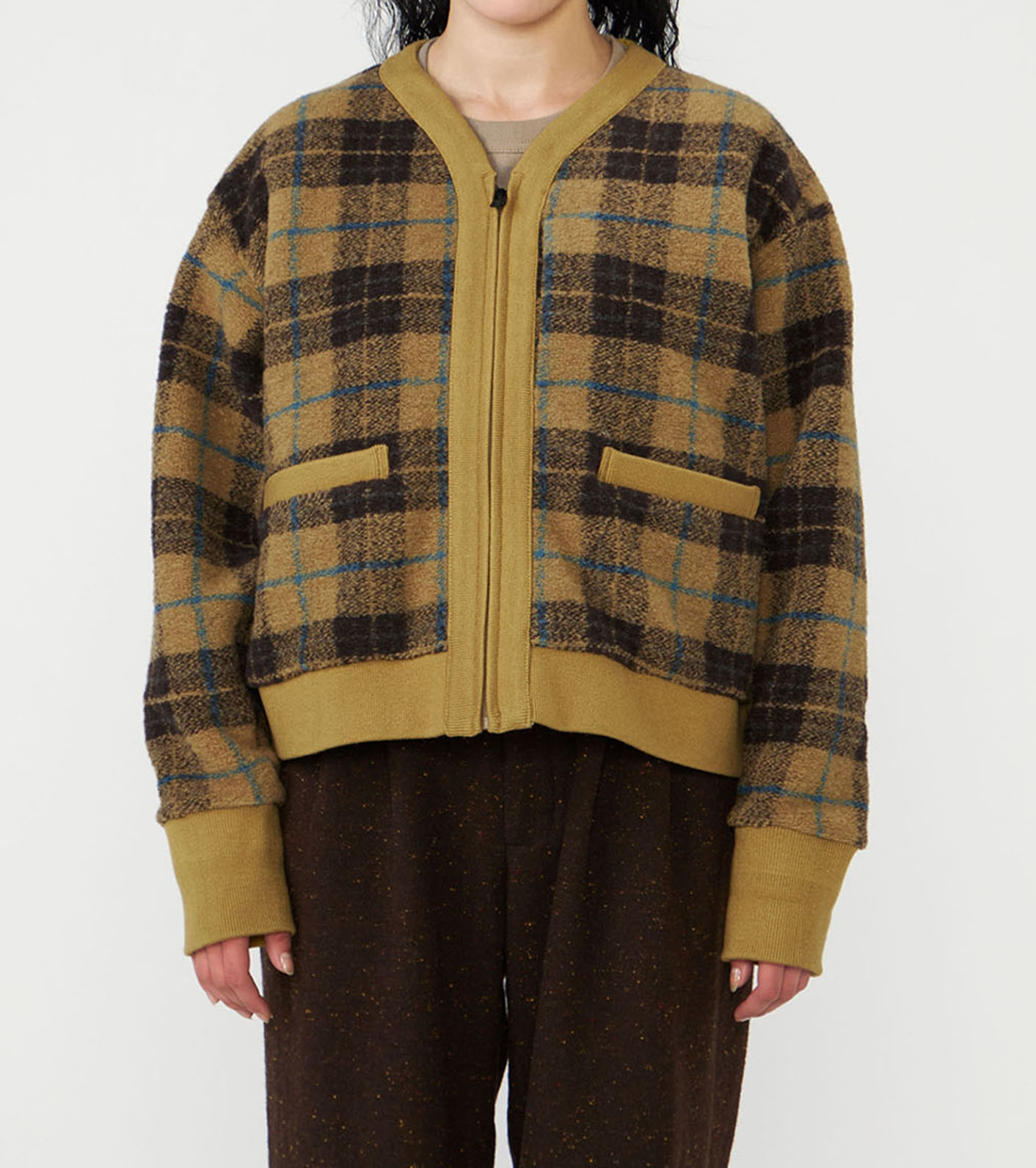 PLAS Plaid Fleece Field Cardigan