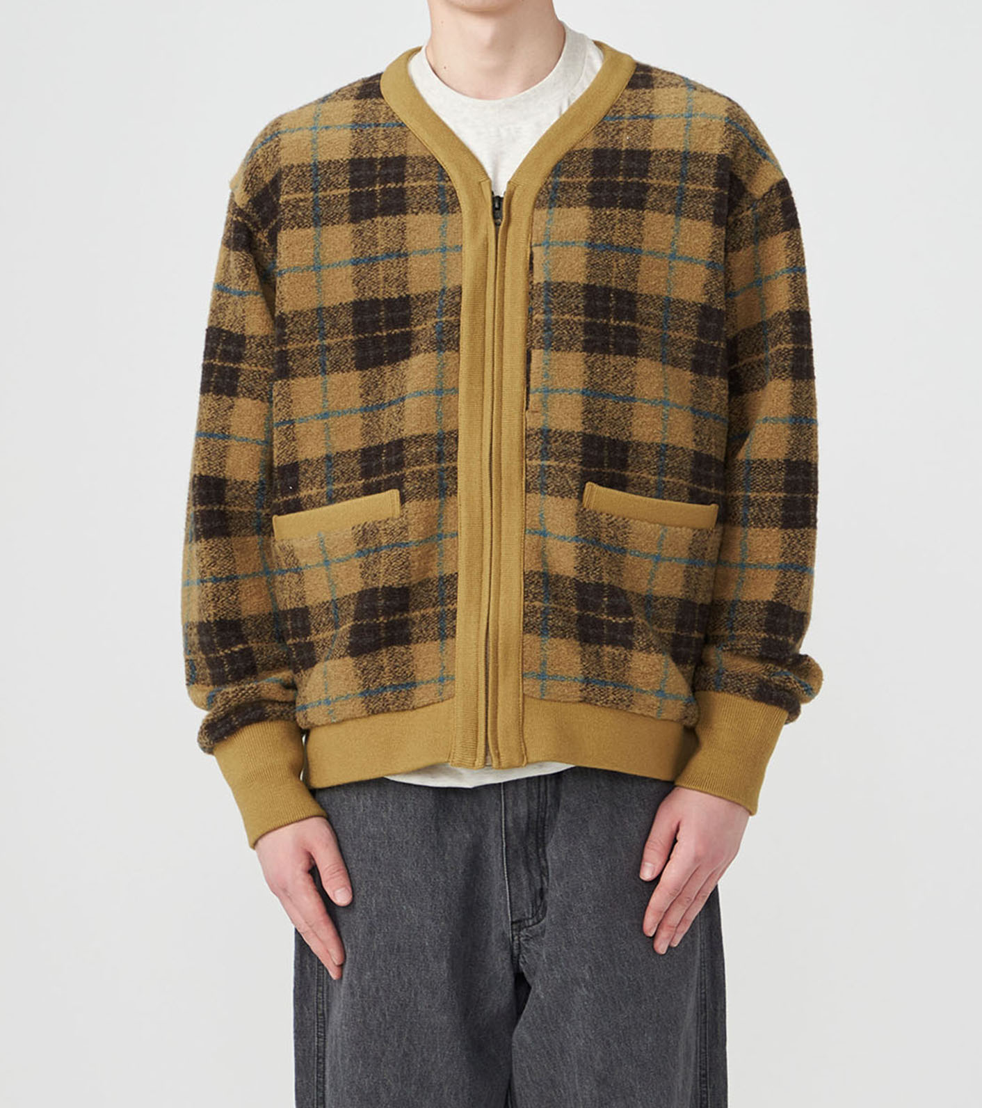 PLAS Plaid Fleece Field Cardigan