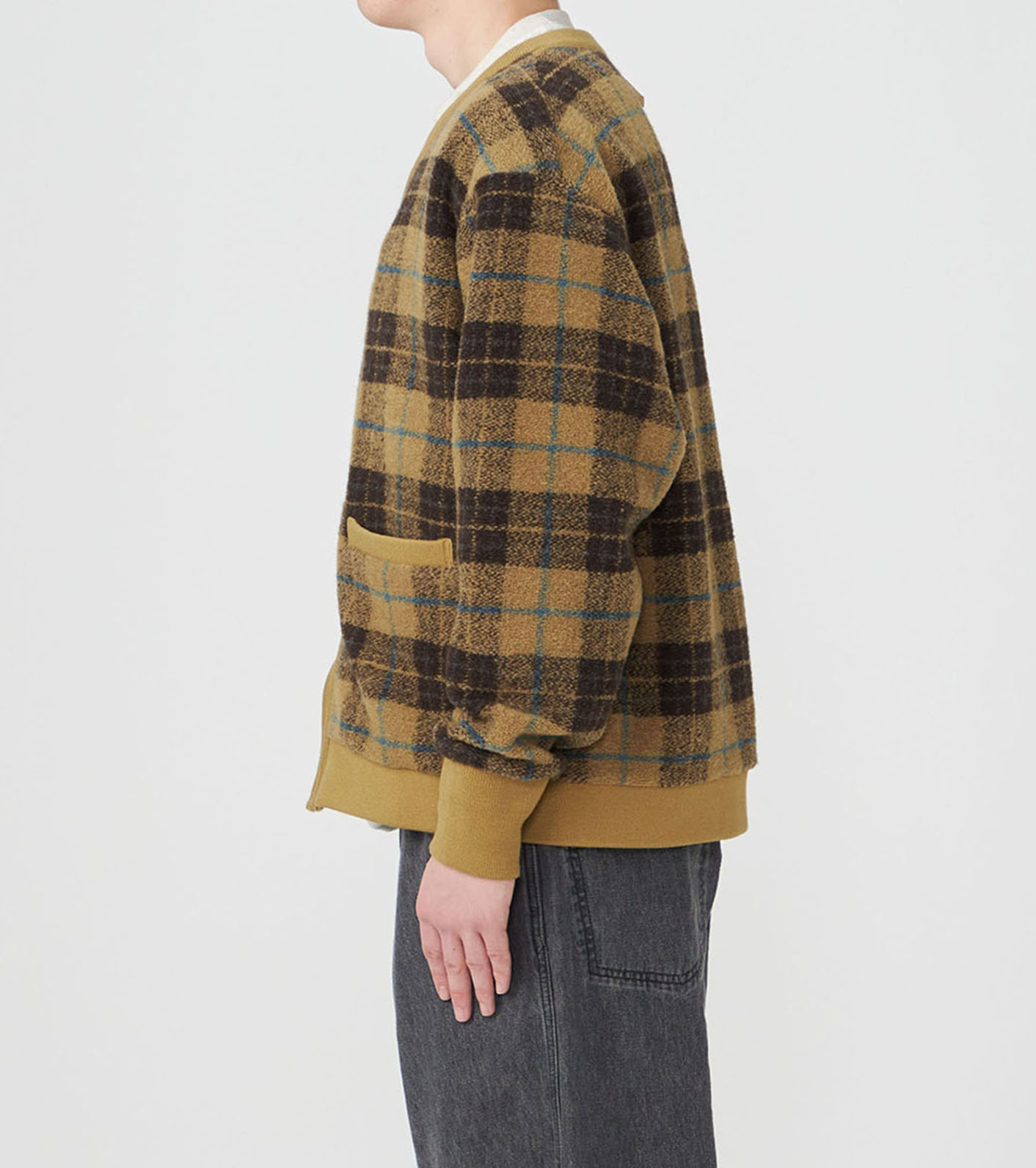 PLAS Plaid Fleece Field Cardigan