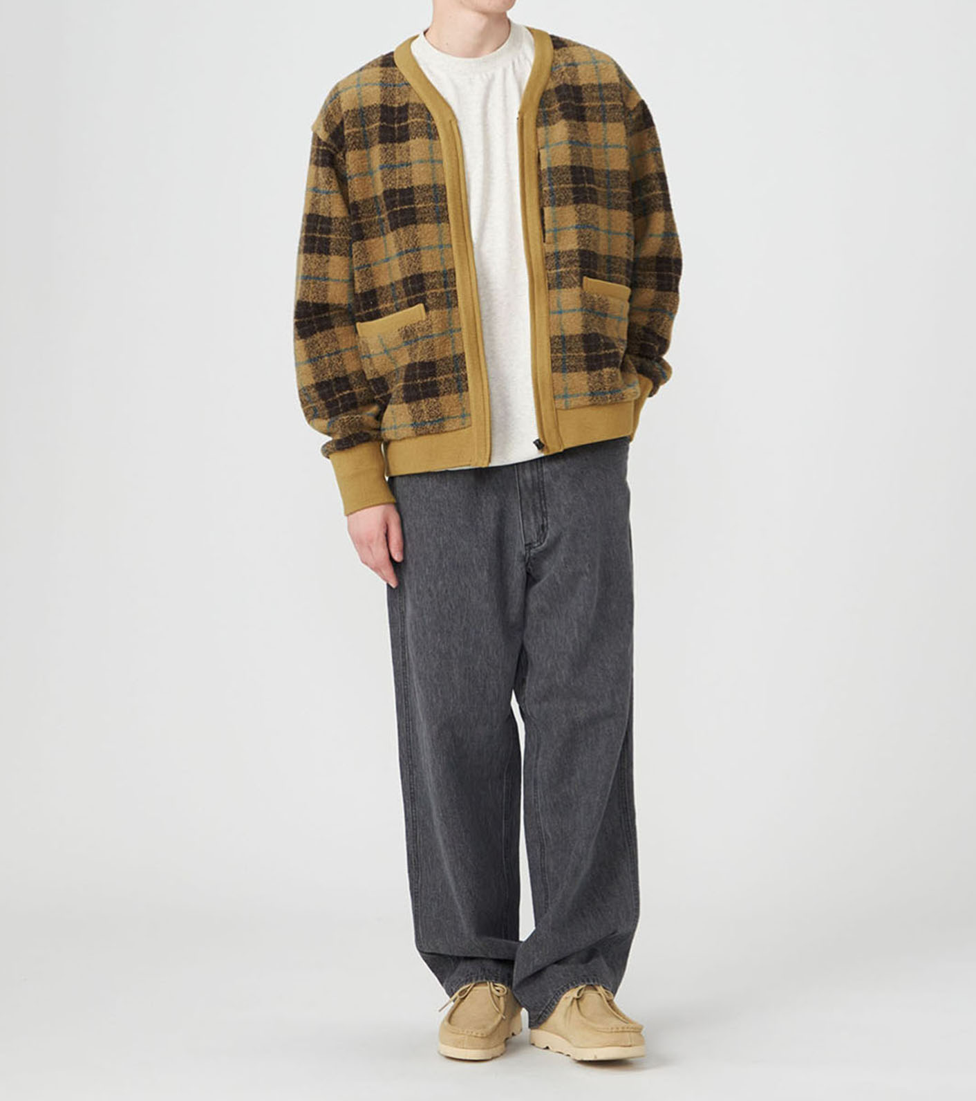 PLAS Plaid Fleece Field Cardigan