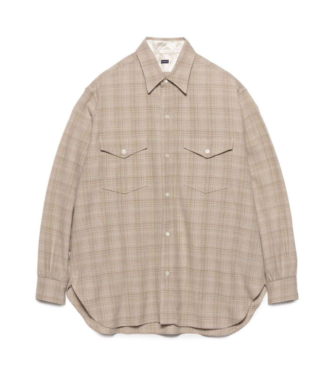 Regular Collar Wool Plaid Shirt