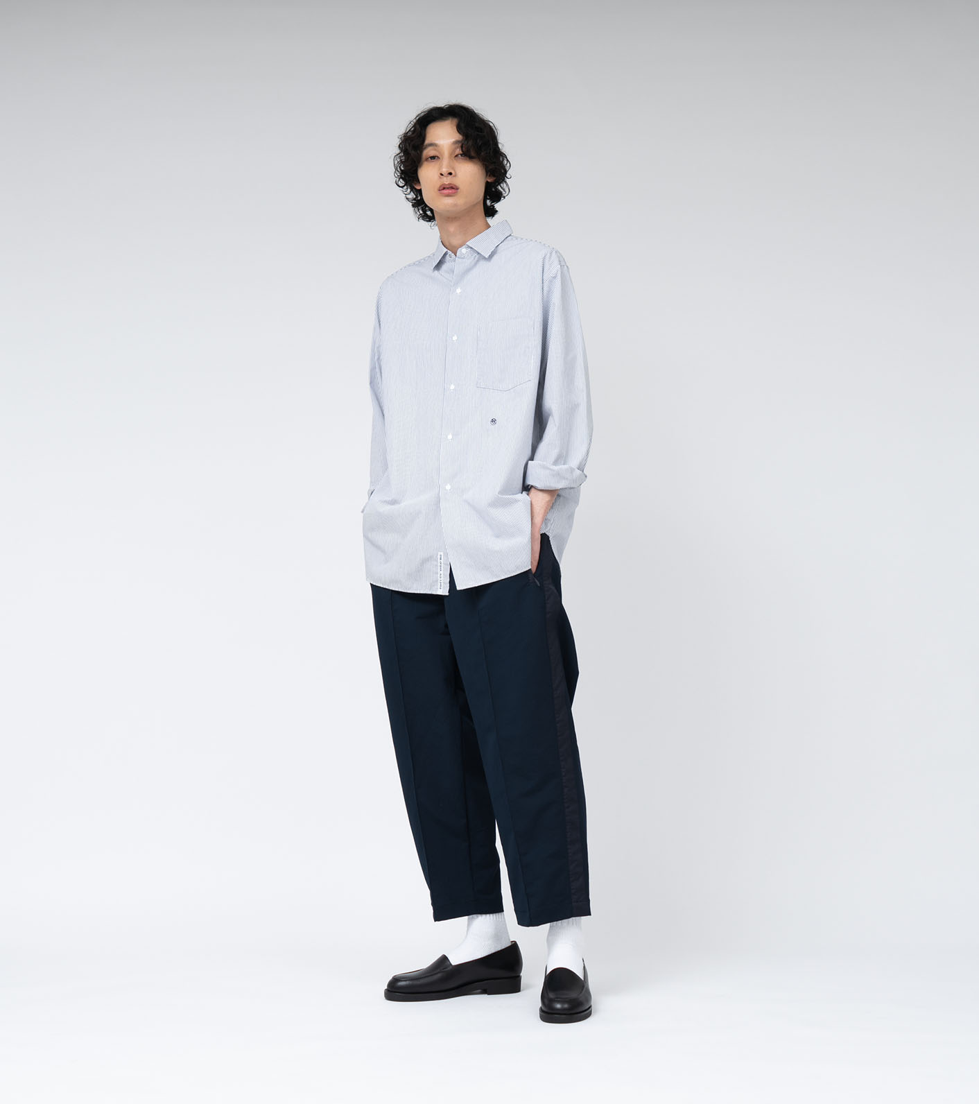 Regular Collar Stripe Wind Shirt