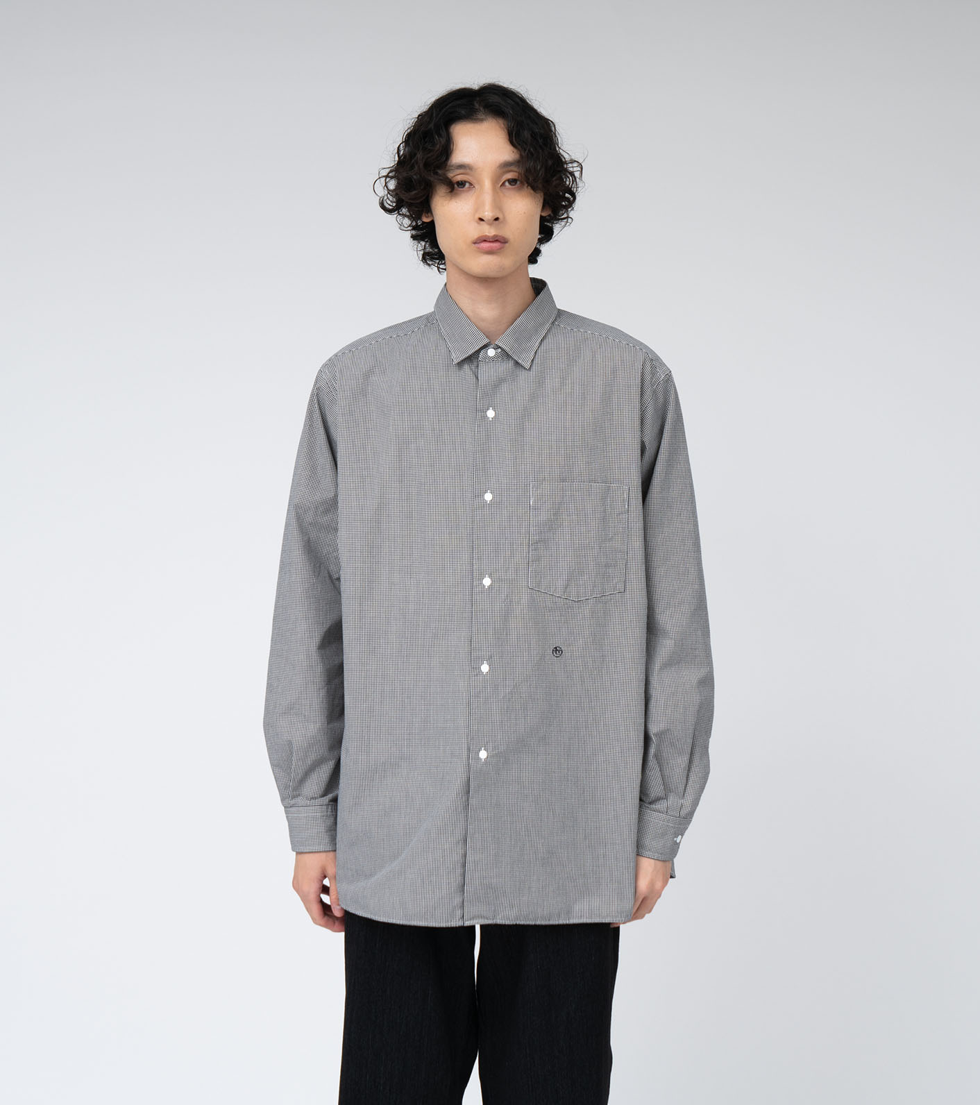 Regular Collar Gingham Check Wind Shirt