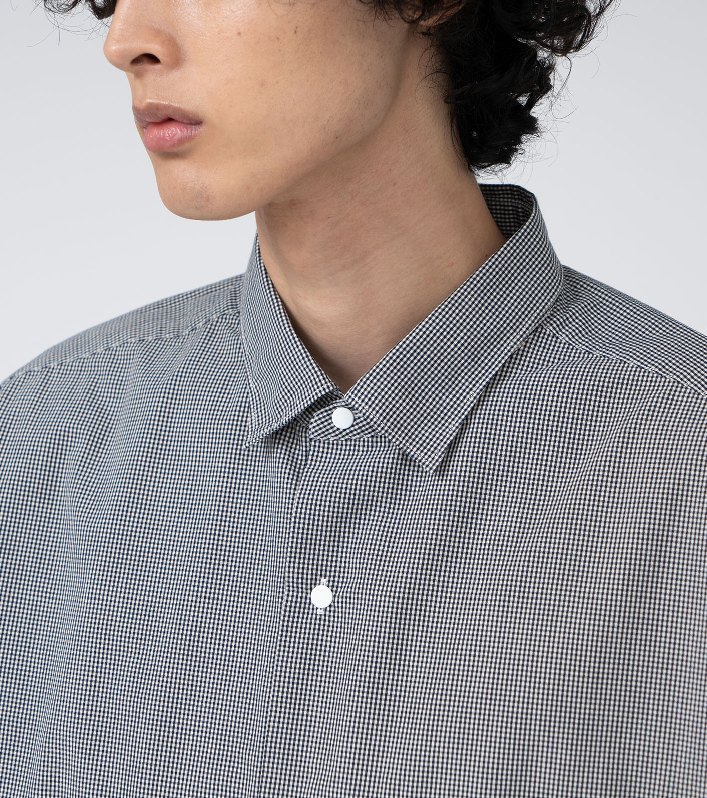 Regular Collar Gingham Check Wind Shirt