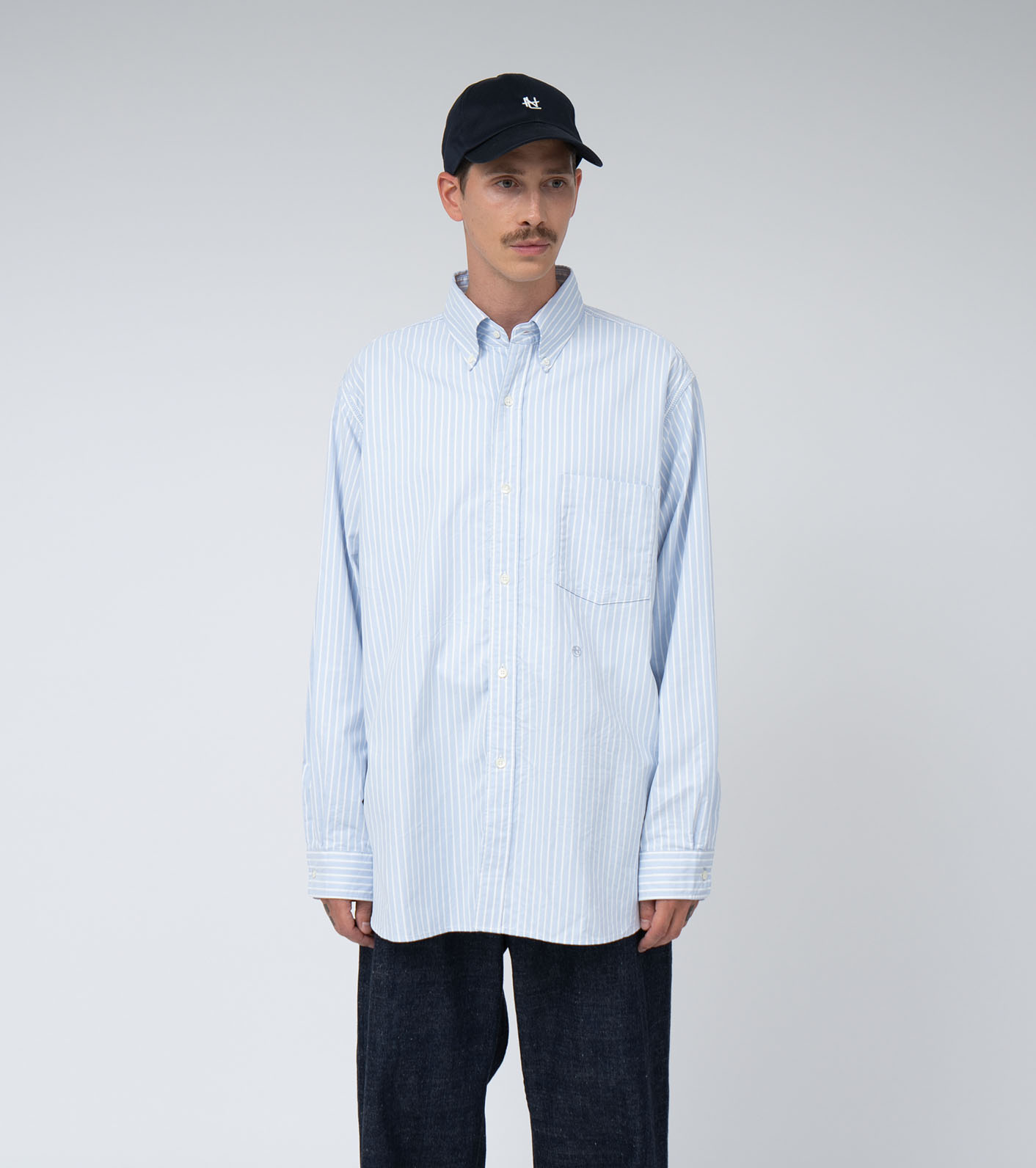 Button Down Stripe Wind Shirt