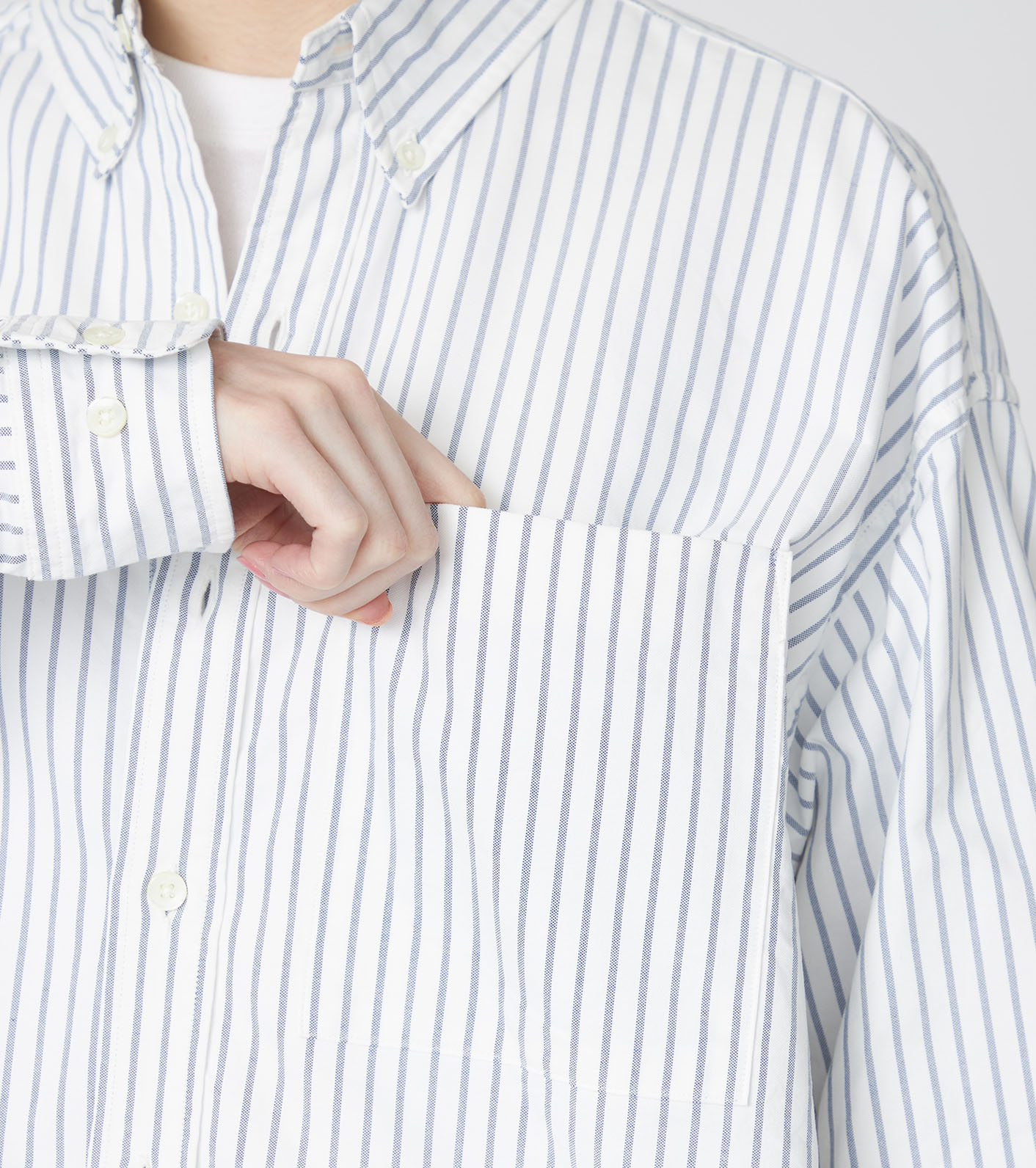 Button Down Stripe Wind Shirt