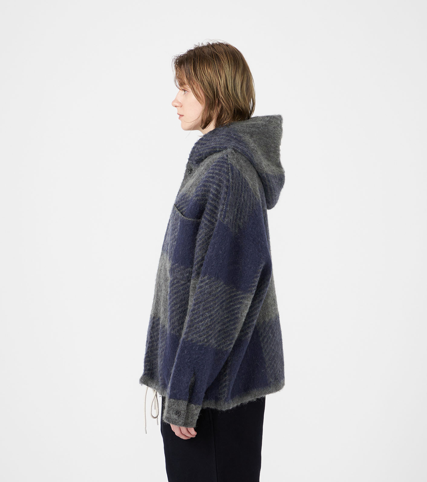Mohair Hooded Shirt Jacket