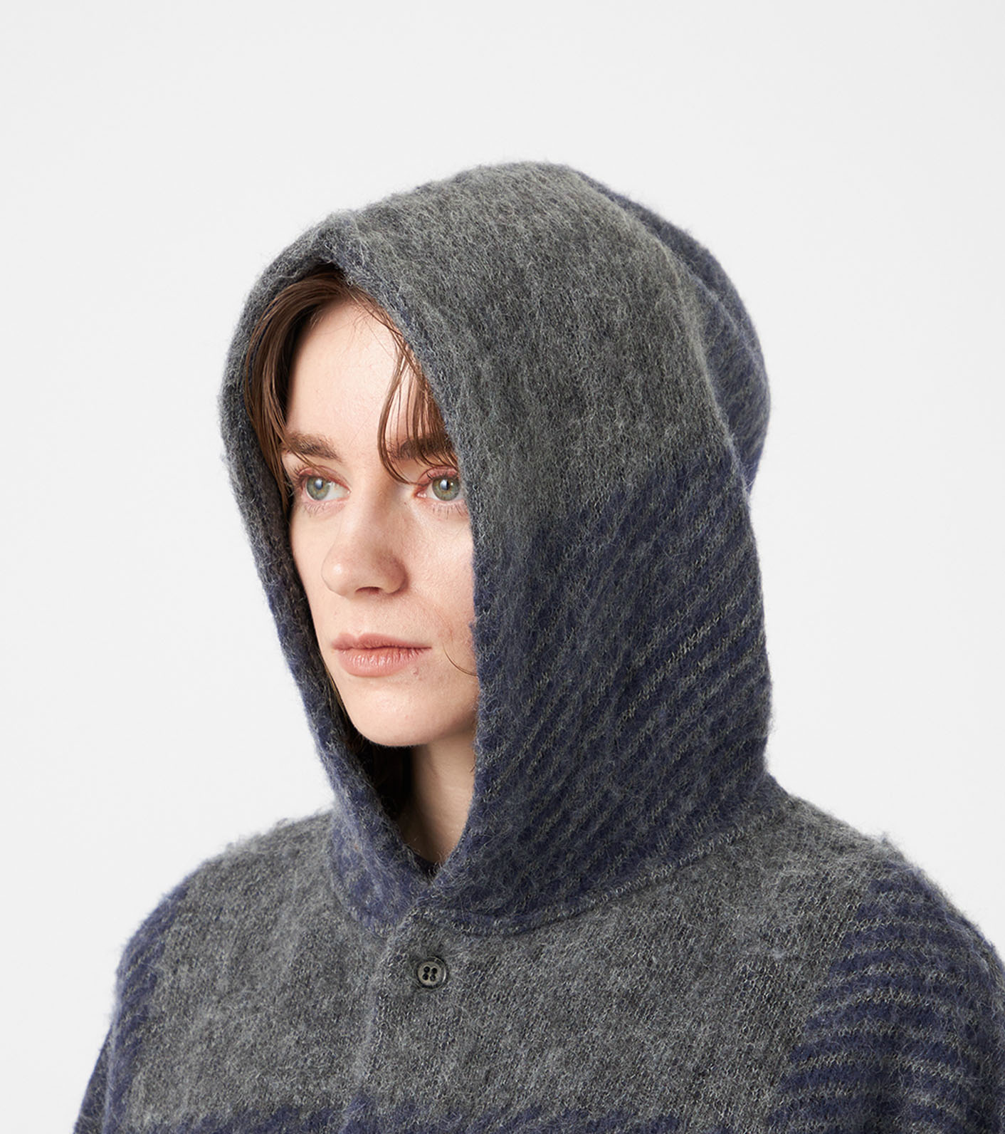 Mohair Hooded Shirt Jacket