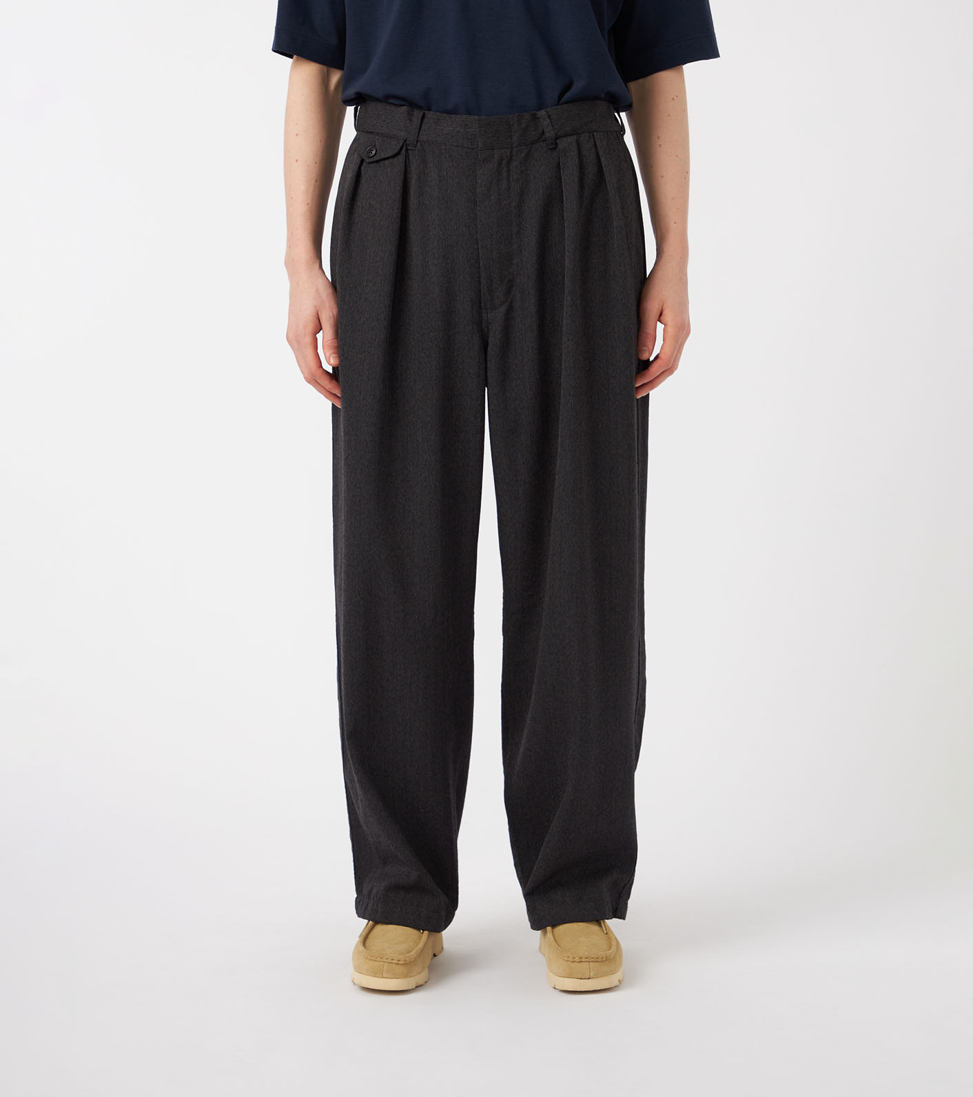 Wool Gabardine Pleat Pants