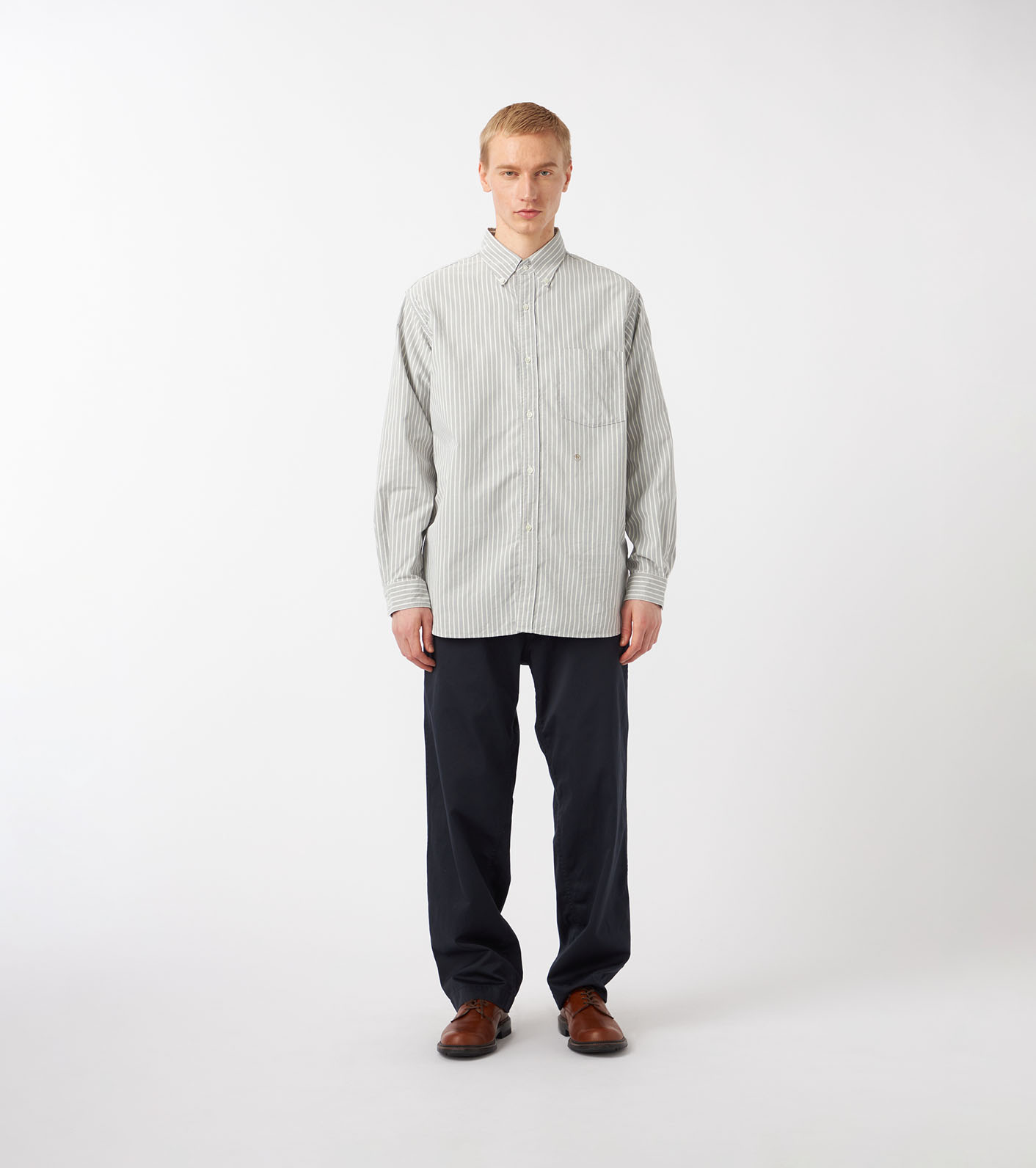 Button Down Stripe Wind Shirt