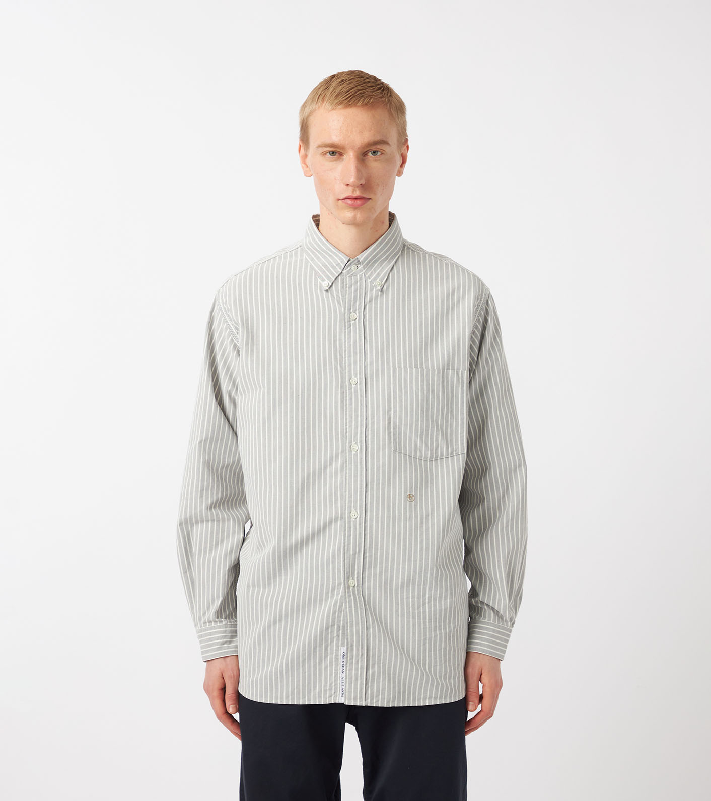 Button Down Stripe Wind Shirt