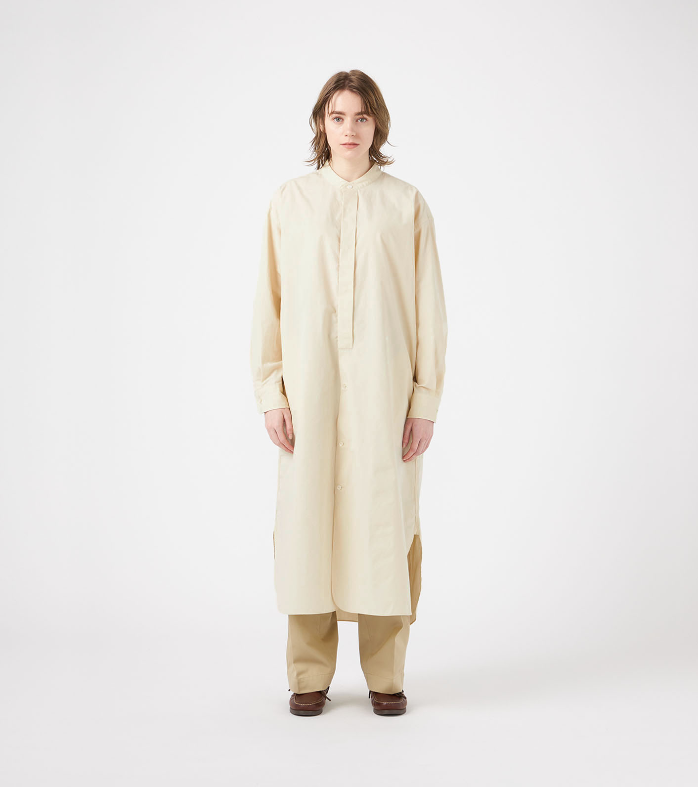 Band Collar Wind Shirt Dress