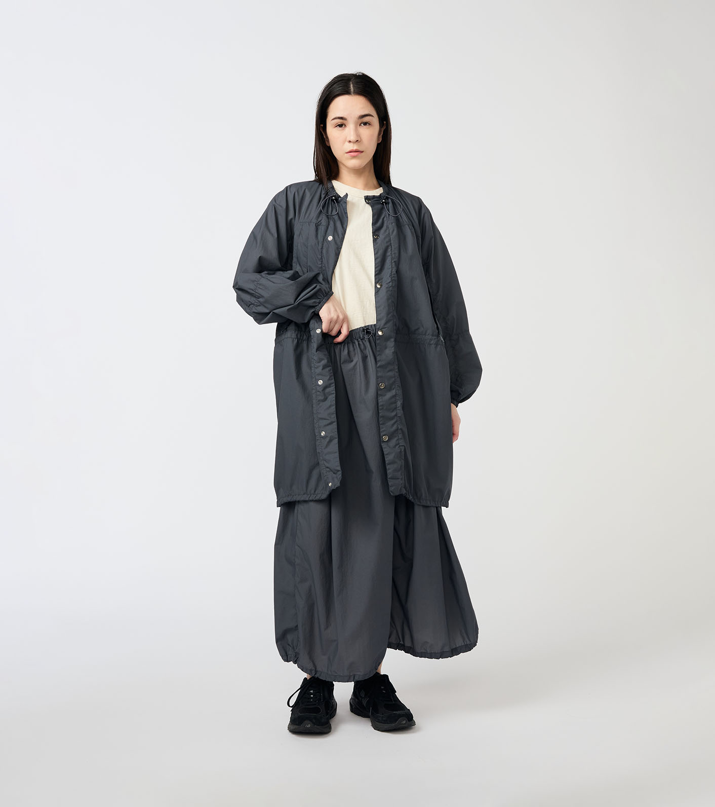 Garment Dyed Nylon Field Shirred Coat