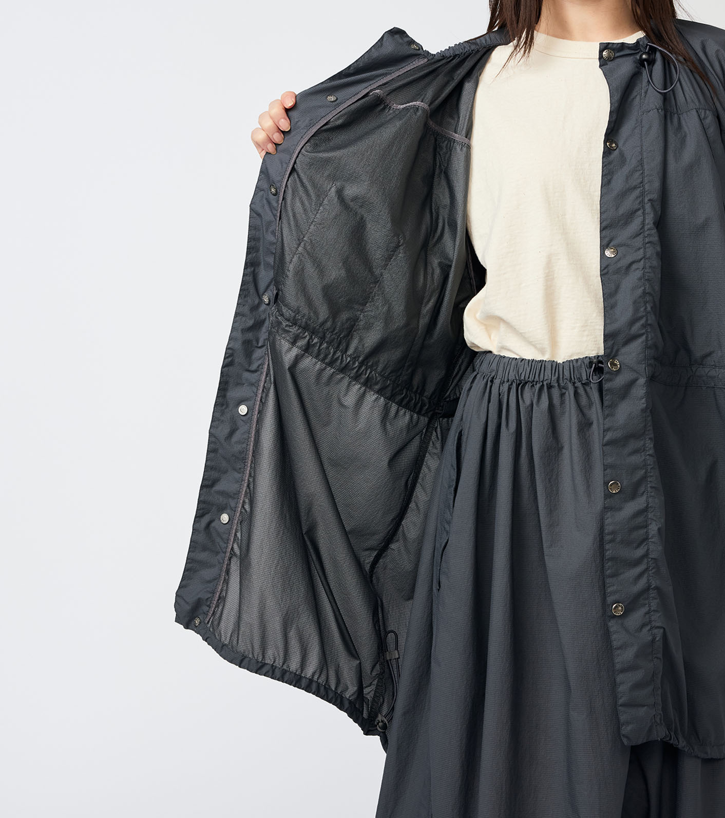 Garment Dyed Nylon Field Shirred Coat