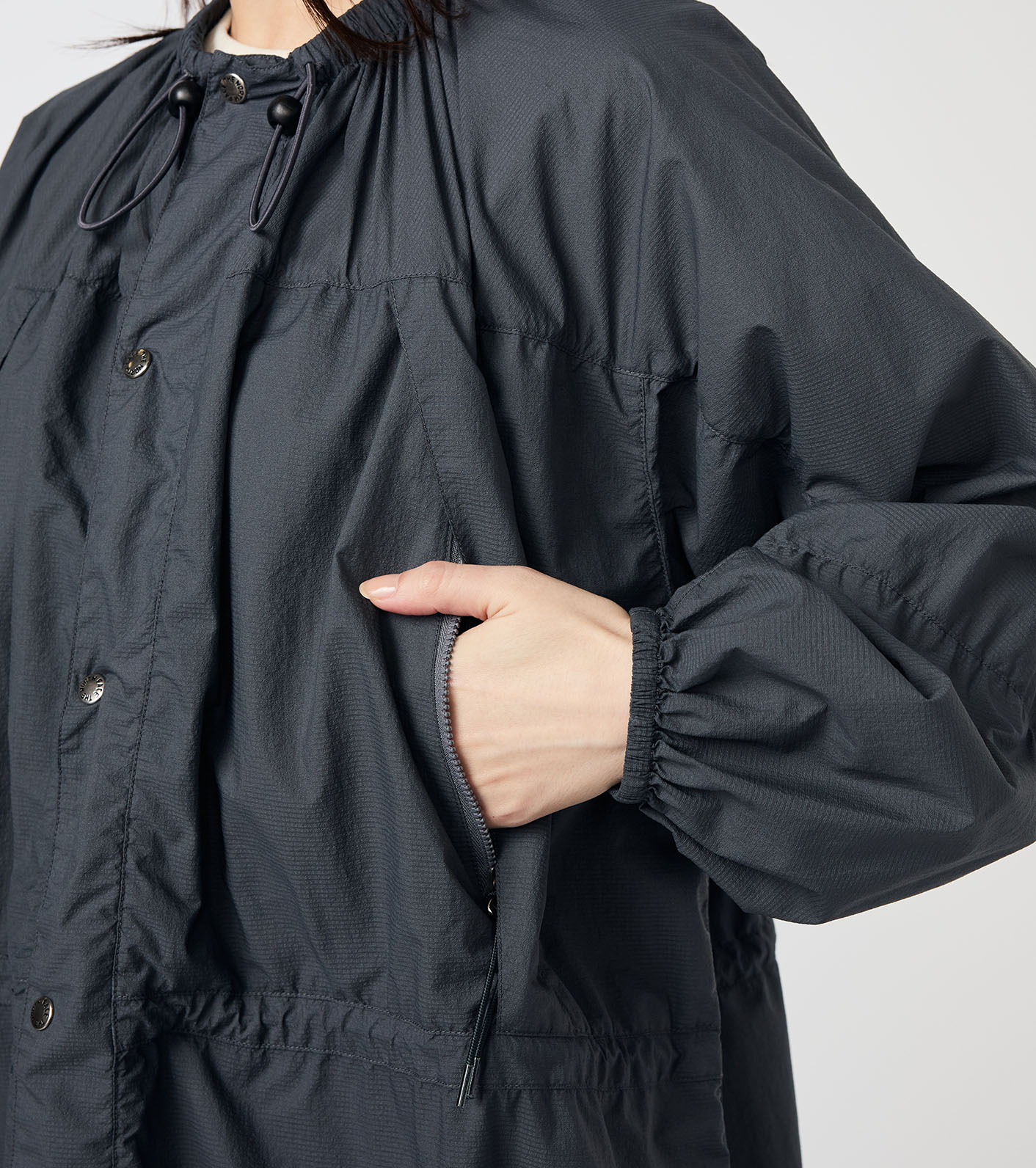 Garment Dyed Nylon Field Shirred Coat