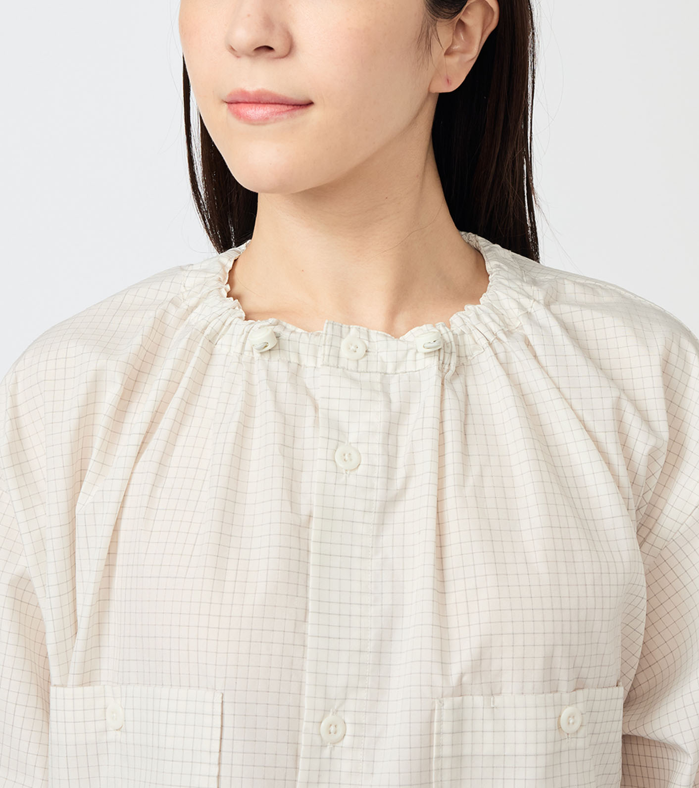 Graph Check Field Shirred Shirt