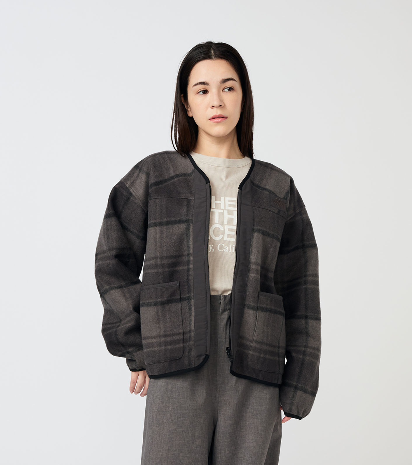 PLAS Plaid Fleece Field Cardigan