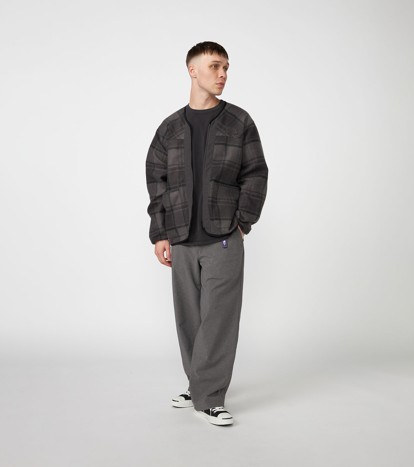PLAS Plaid Fleece Field Cardigan