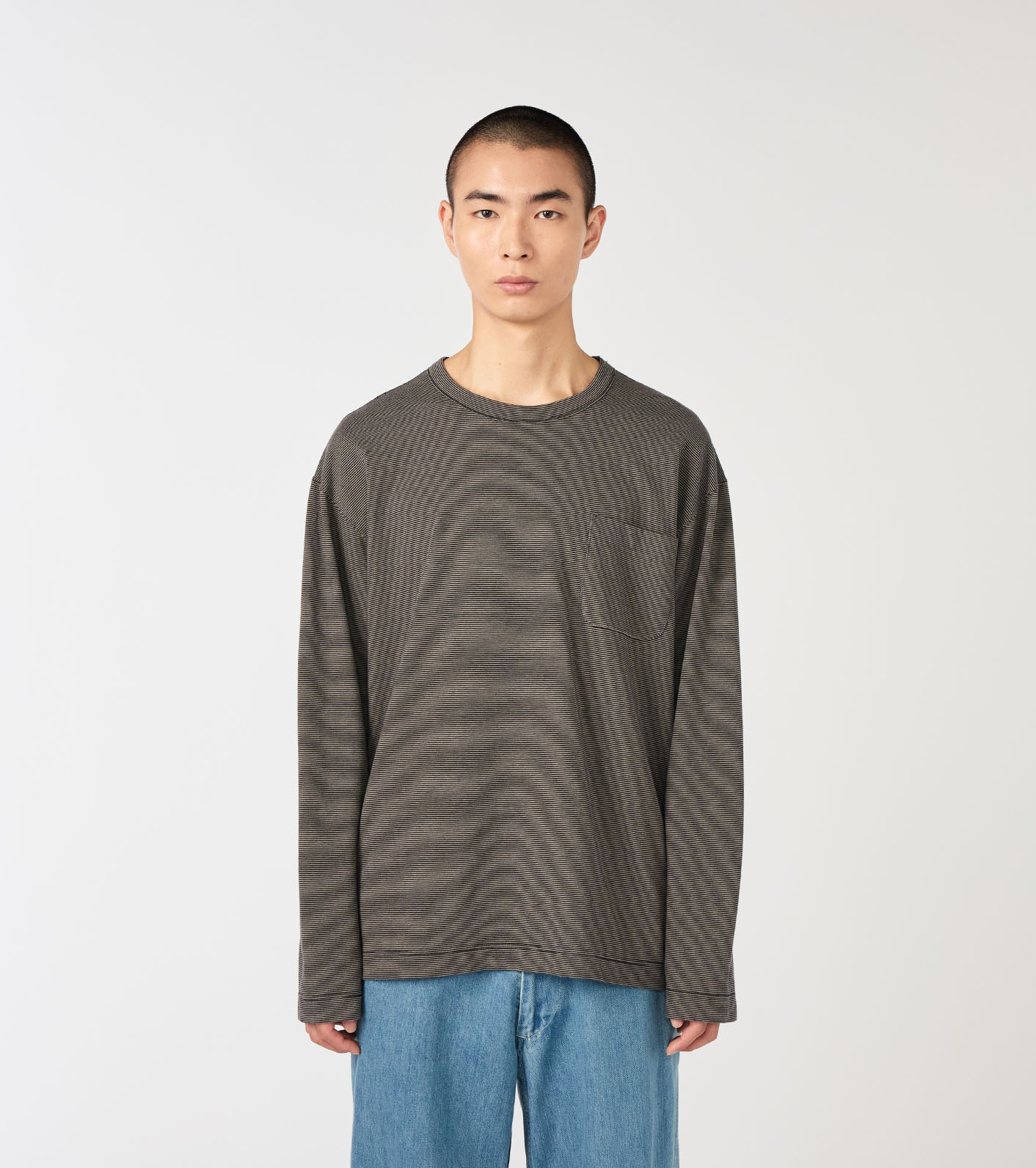 Micro Stripe Pocket L/S Tee