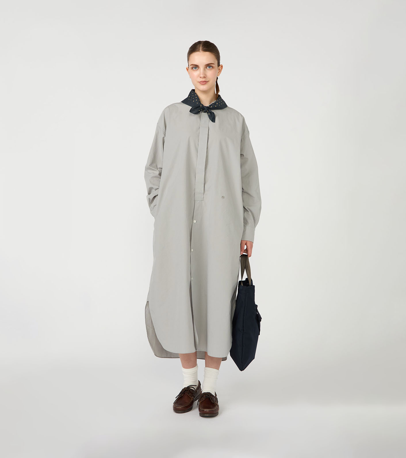 Band Collar Wind Shirt Dress