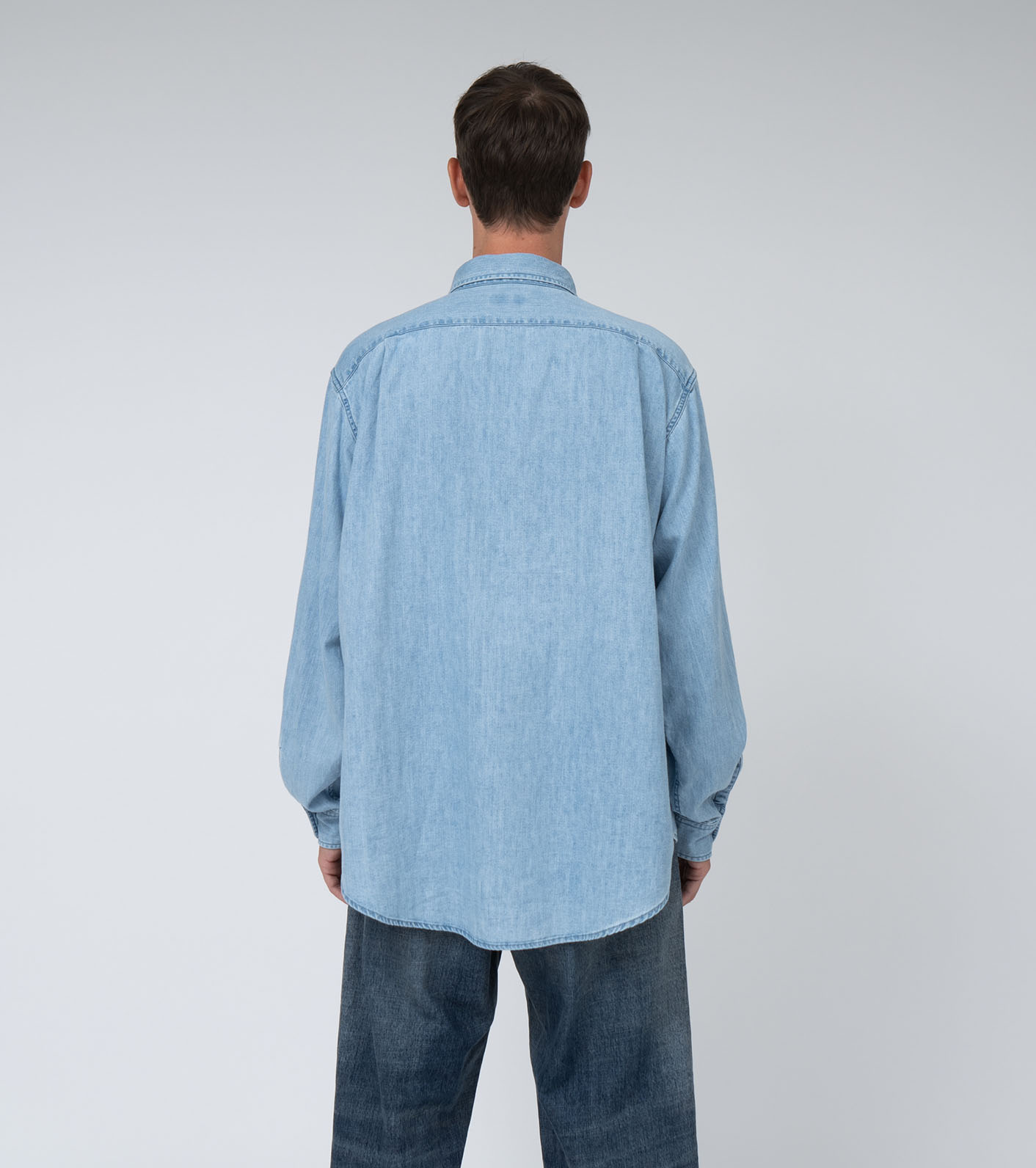 Regular Collar Light Denim Shirts