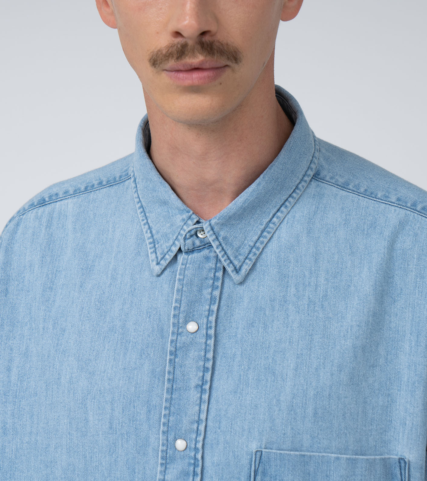 Regular Collar Light Denim Shirts