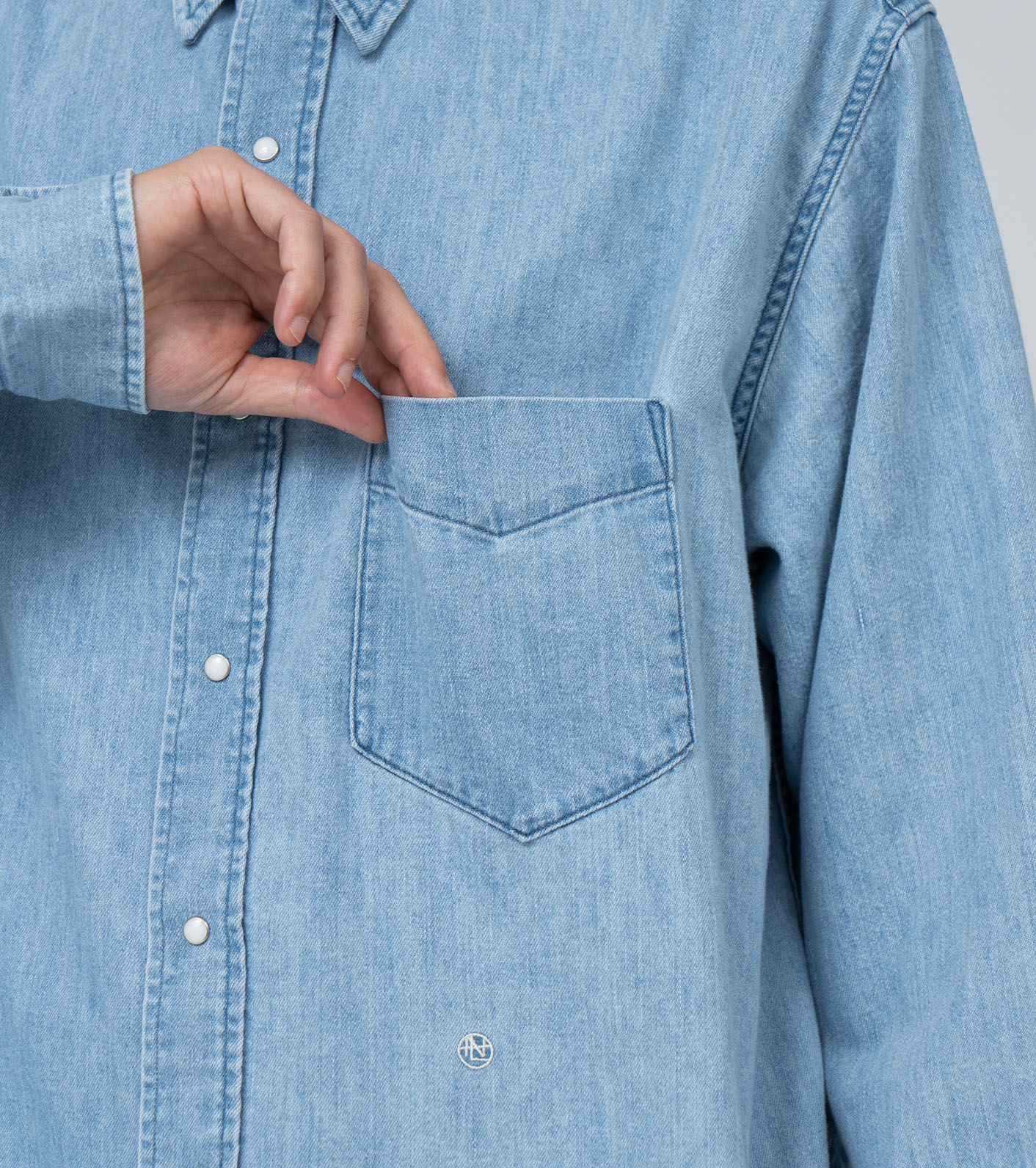 Regular Collar Light Denim Shirts